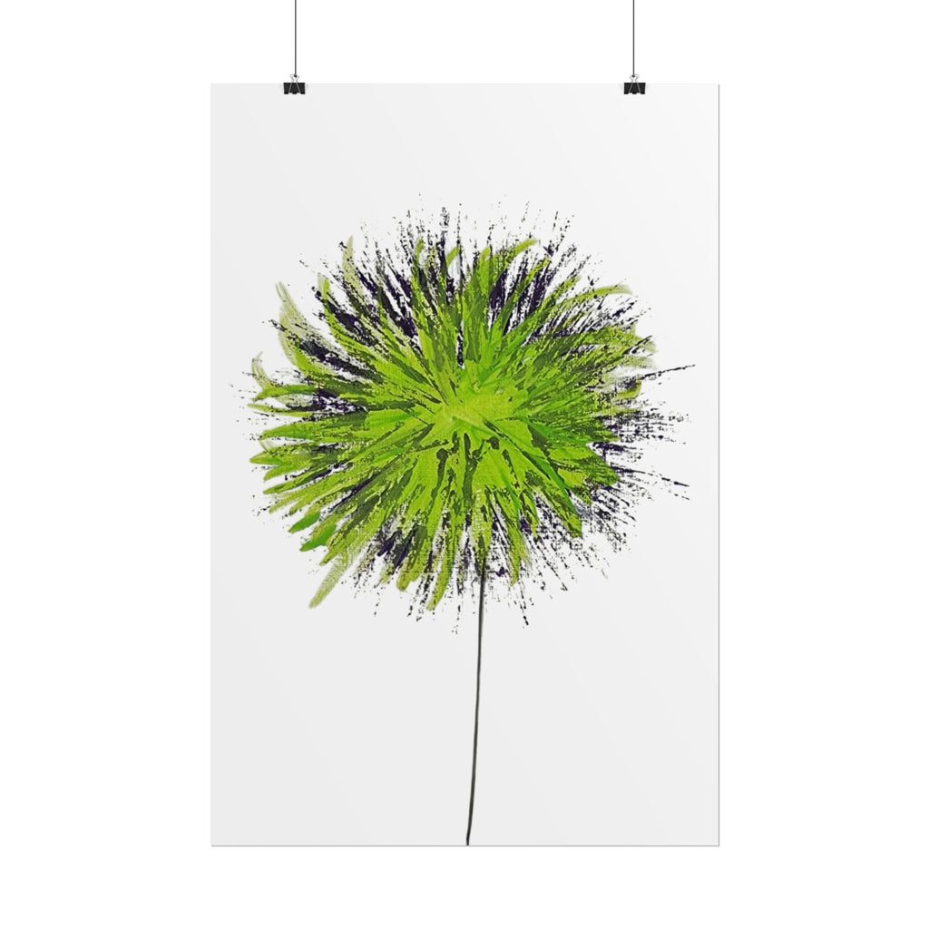 Green Burst Floral Poster — Modern Abstract Dandelion Wall Art (Rolled Poster)