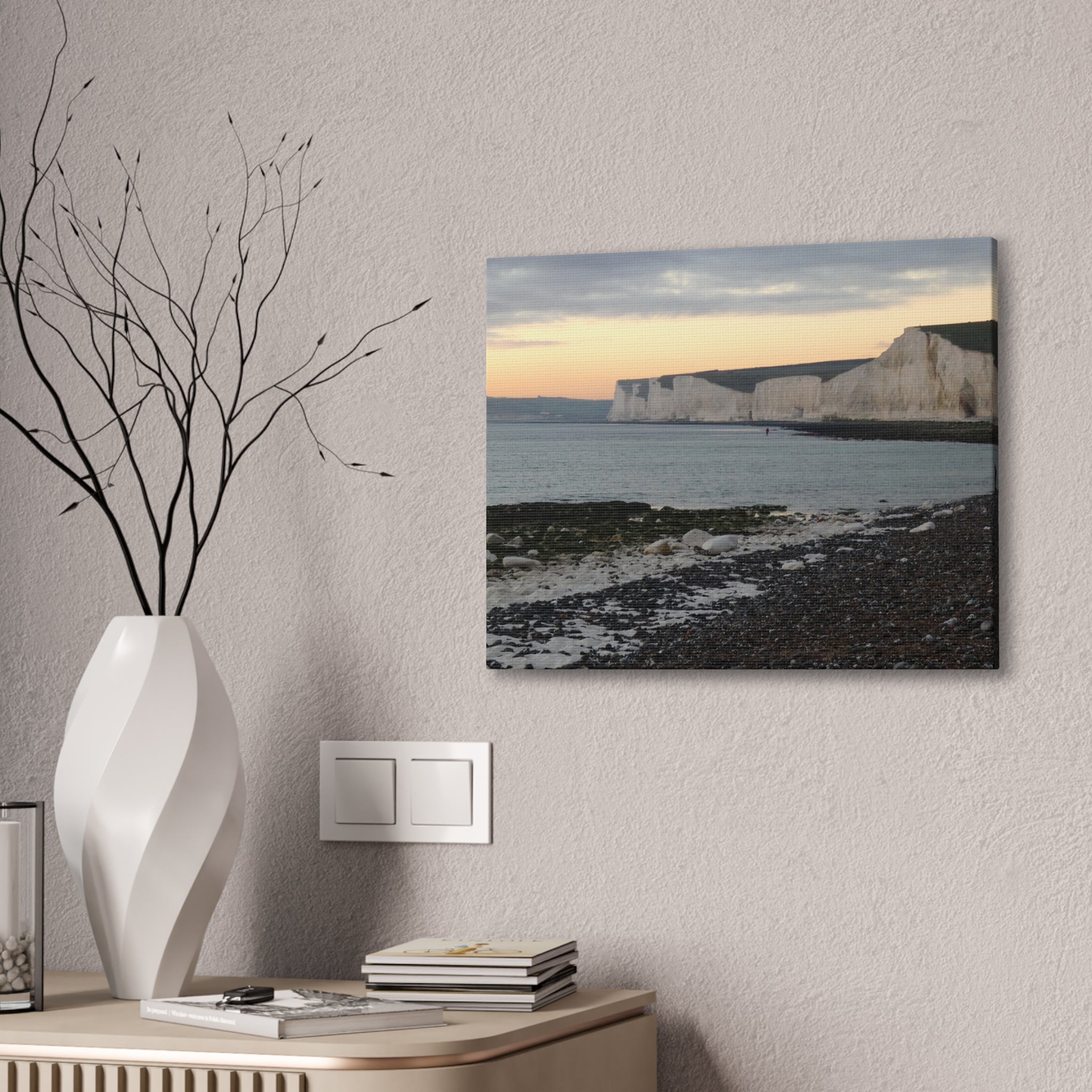 Beachy Head Cliffs Canvas Print | Sunset Beach Landscape Wall Art | UK Coastal Décor