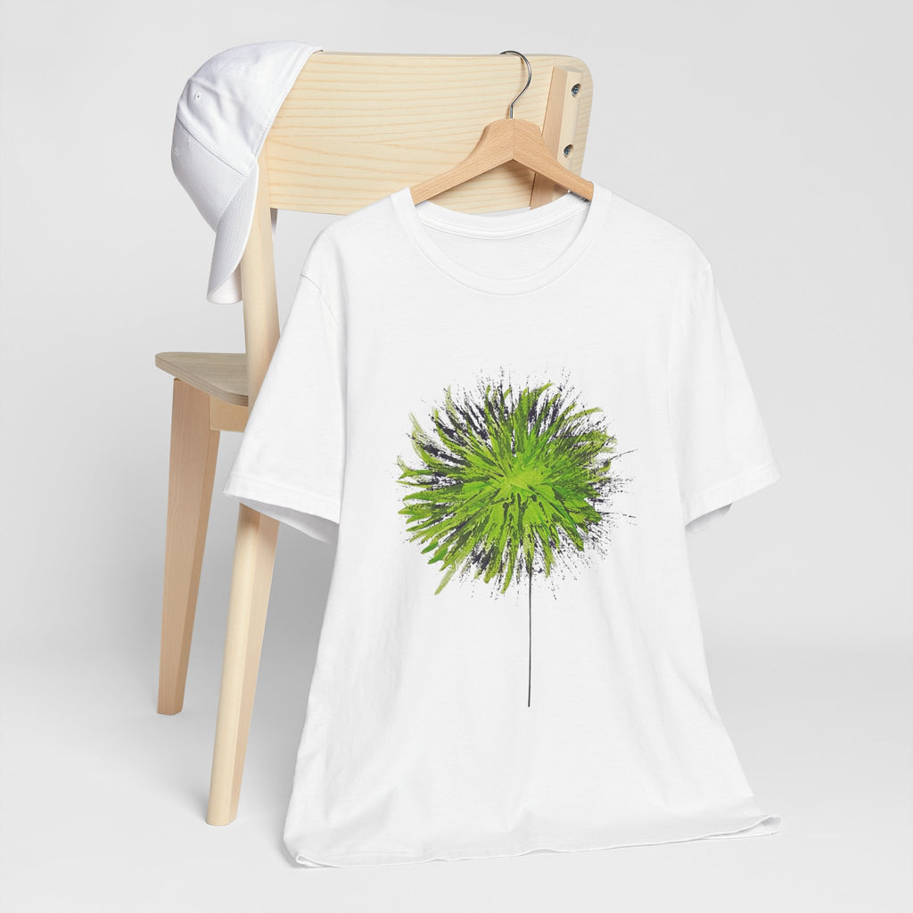 Green Burst Dandelion Tee — Artistic Botanical Graphic T-Shirt