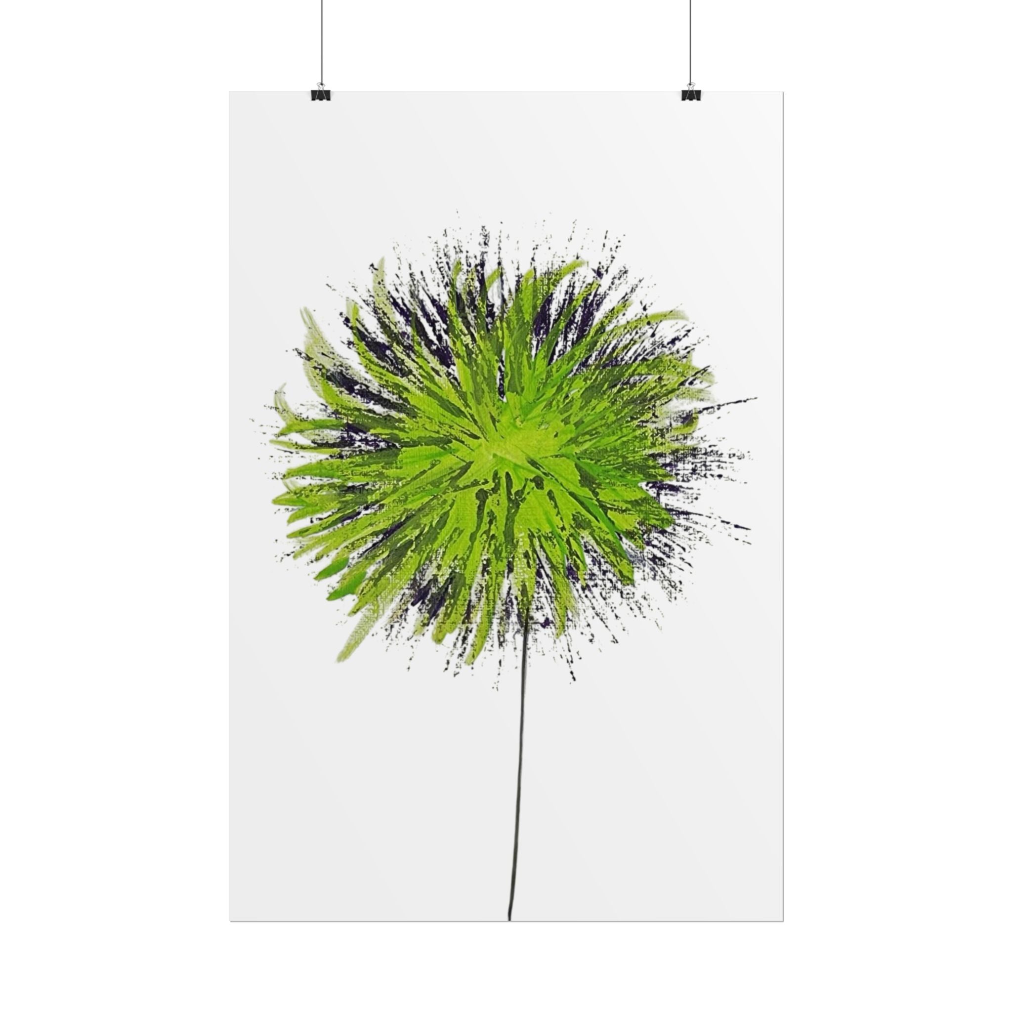 Green Burst Floral Poster — Modern Abstract Dandelion Wall Art (Rolled Poster)
