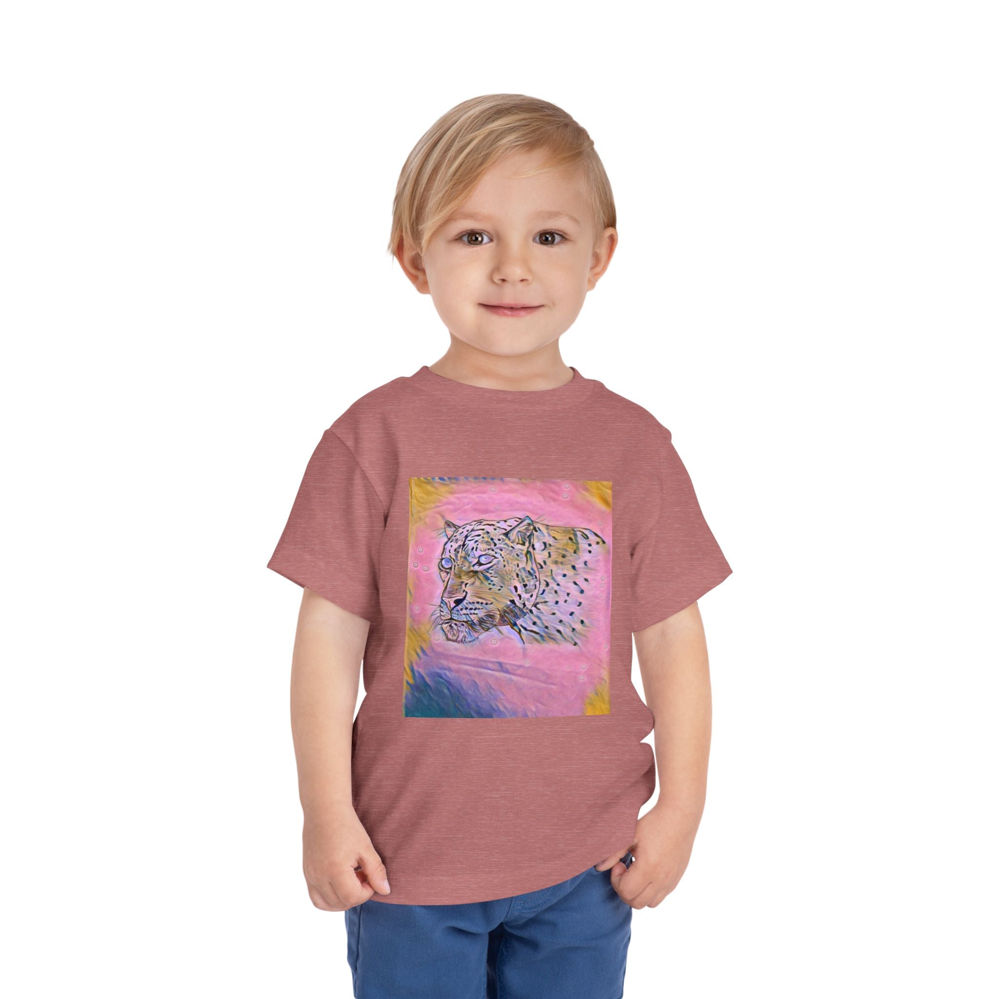 Leopard Portrait in pink Kids T-Shirt