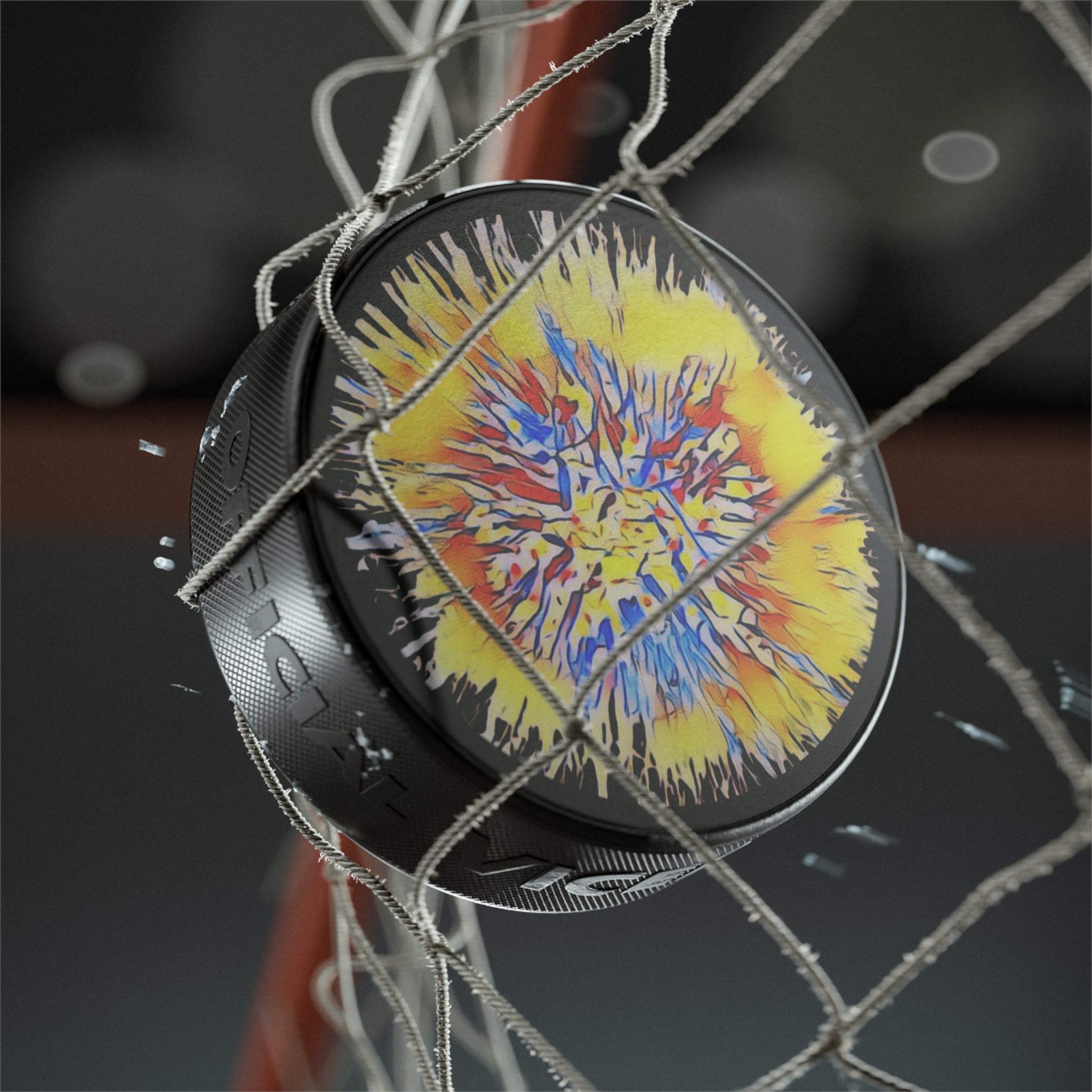 Hockey Puck — Vibrant Explosion Abstract Design