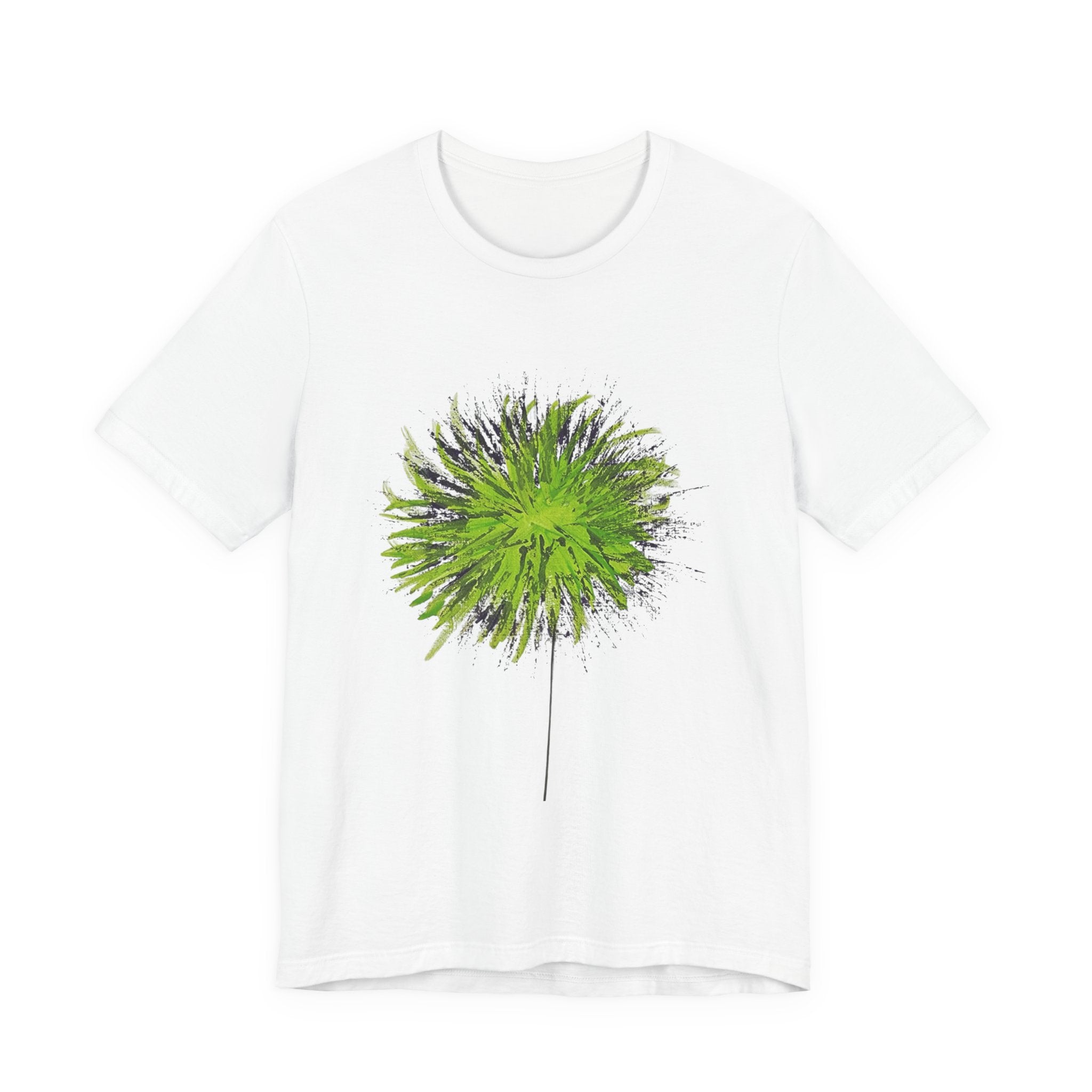 Green Burst Dandelion Tee — Artistic Botanical Graphic T-Shirt