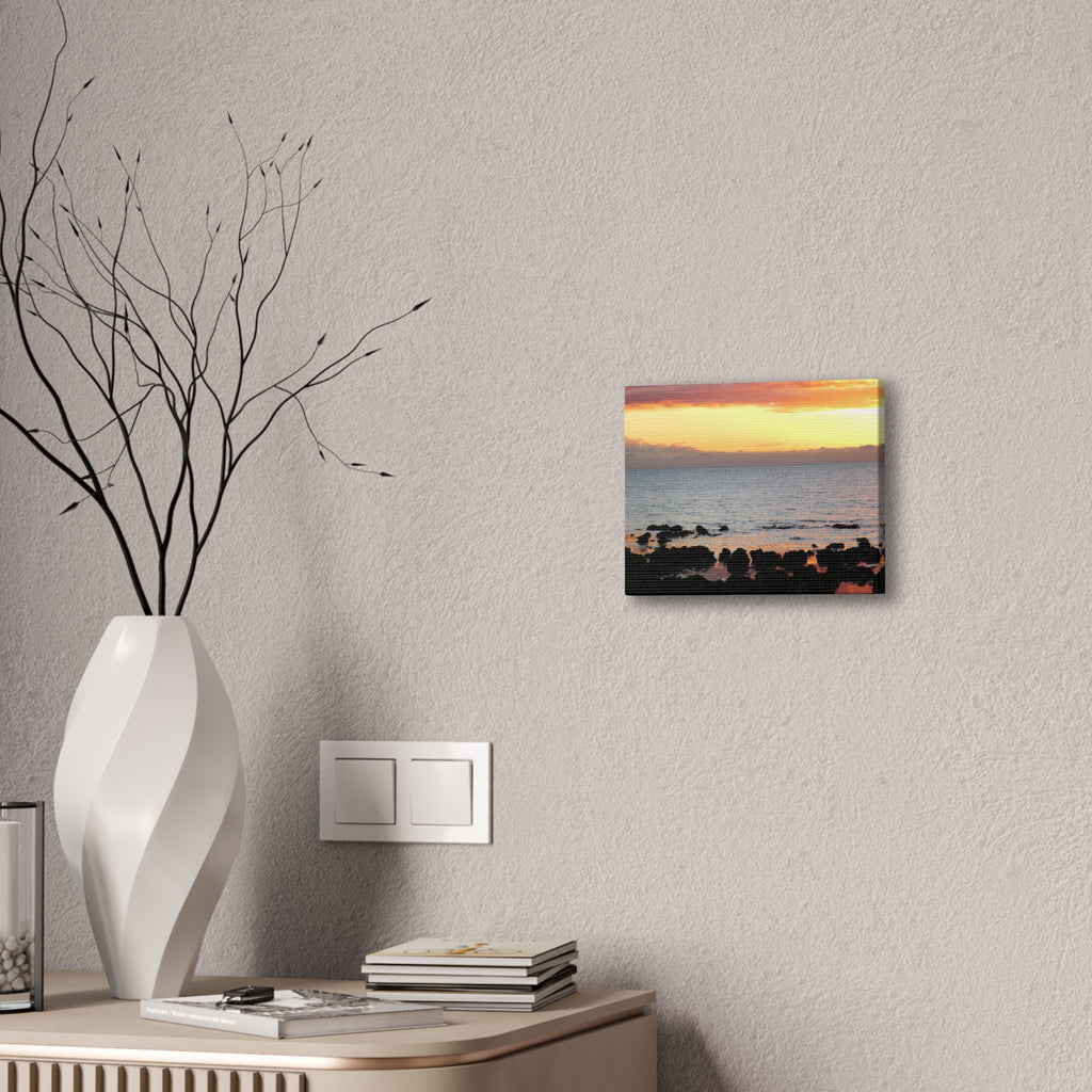 Sunset Shore Canvas Wall Art — Coastal Seascape Stretched Canvas