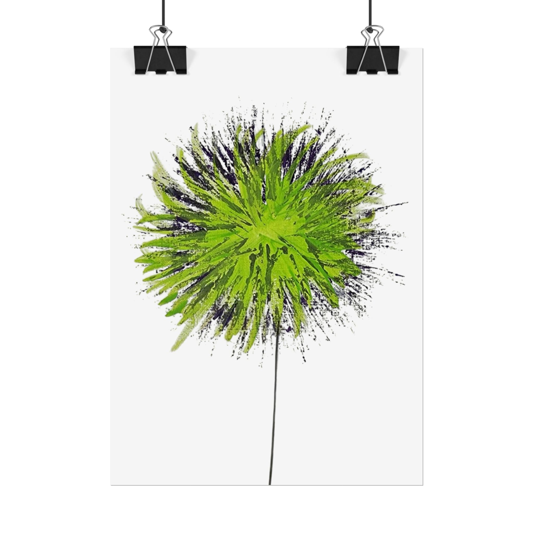 Green Burst Floral Poster — Modern Abstract Dandelion Wall Art (Rolled Poster)