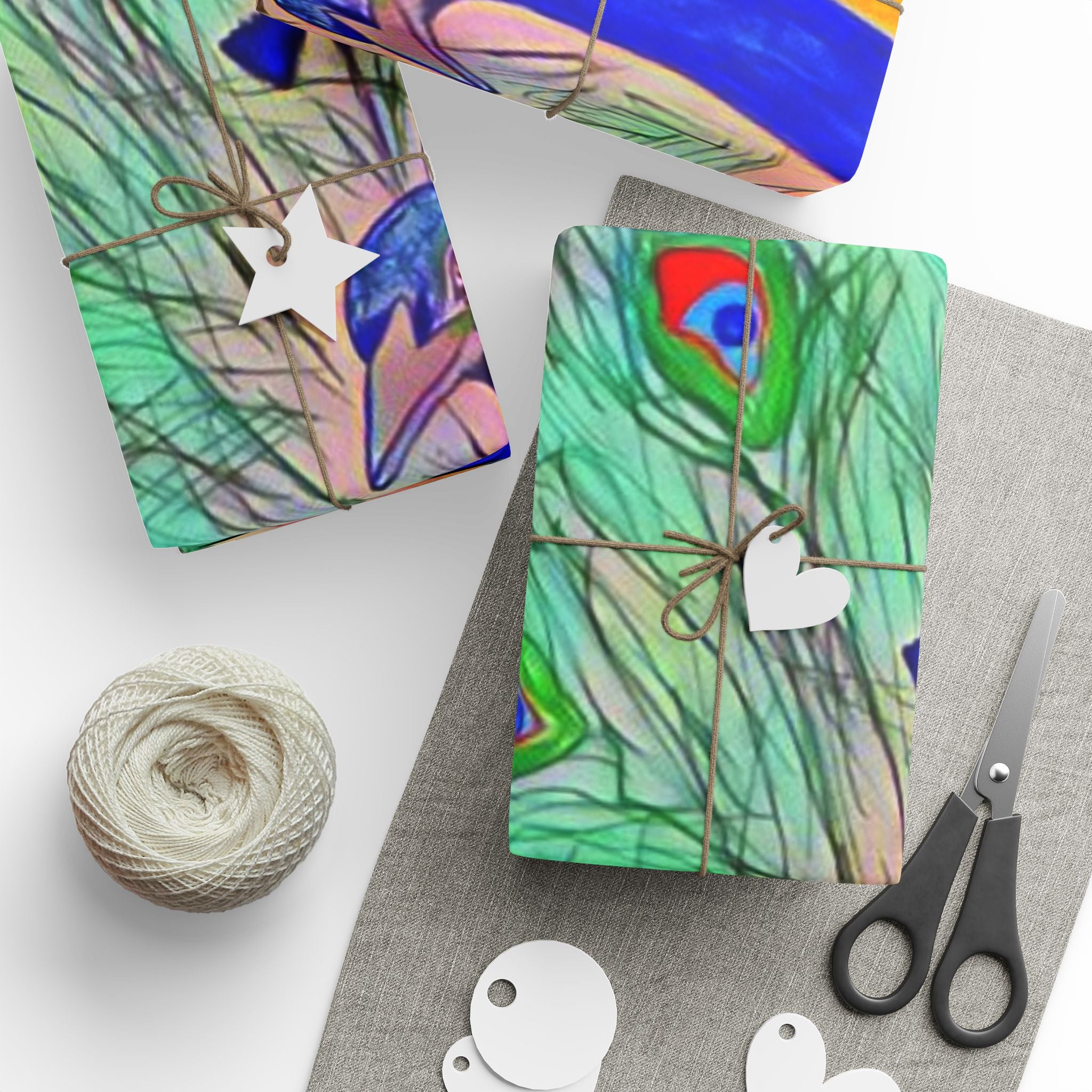 Peacock Feather Wrapping Paper – Vibrant Watercolor Gift Wrap