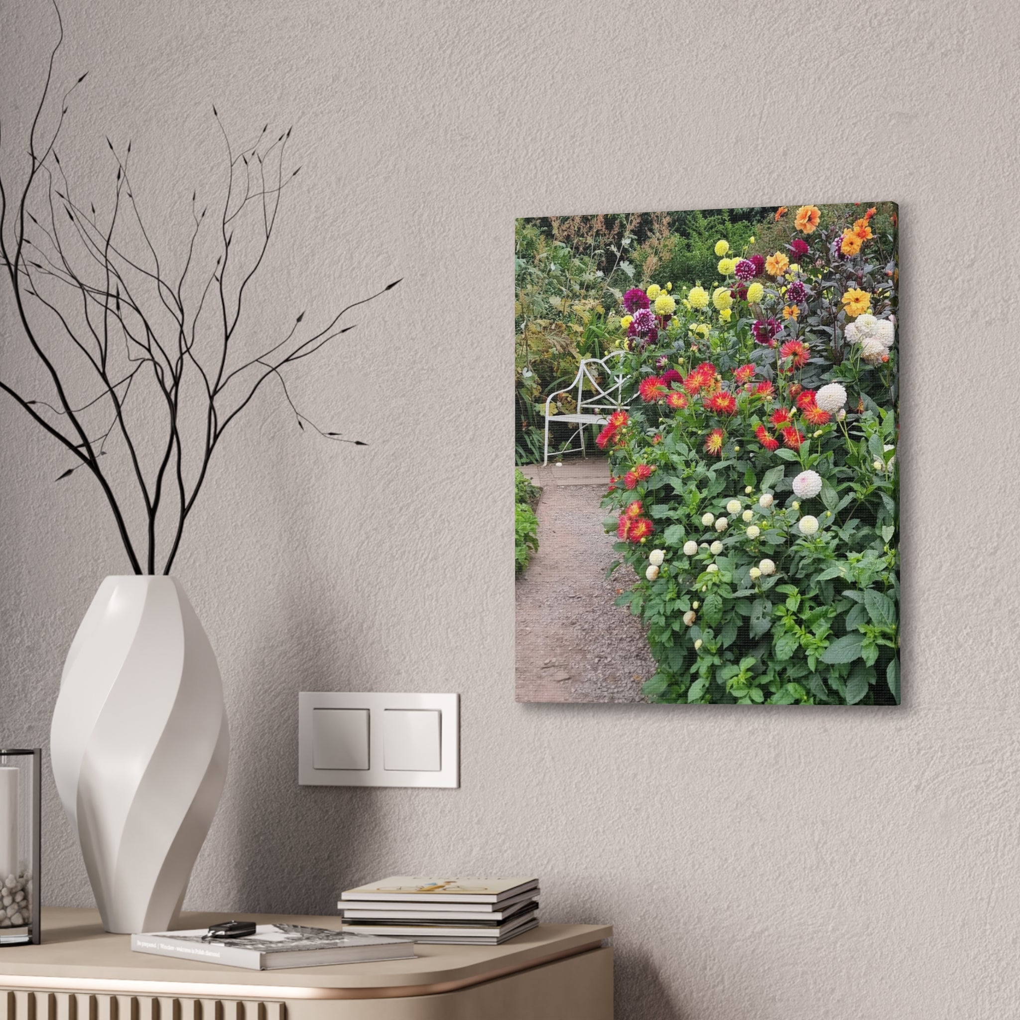 Floral Garden Path Canvas Print — Stretched Wall Art