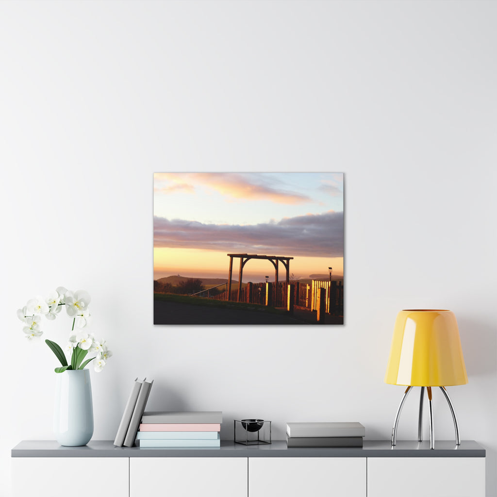 Sunset Pergola Canvas Wall Art — Coastal Sunset Stretched Canvas