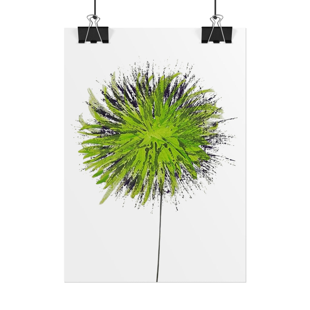 Green Burst Floral Poster — Modern Abstract Dandelion Wall Art (Rolled Poster)