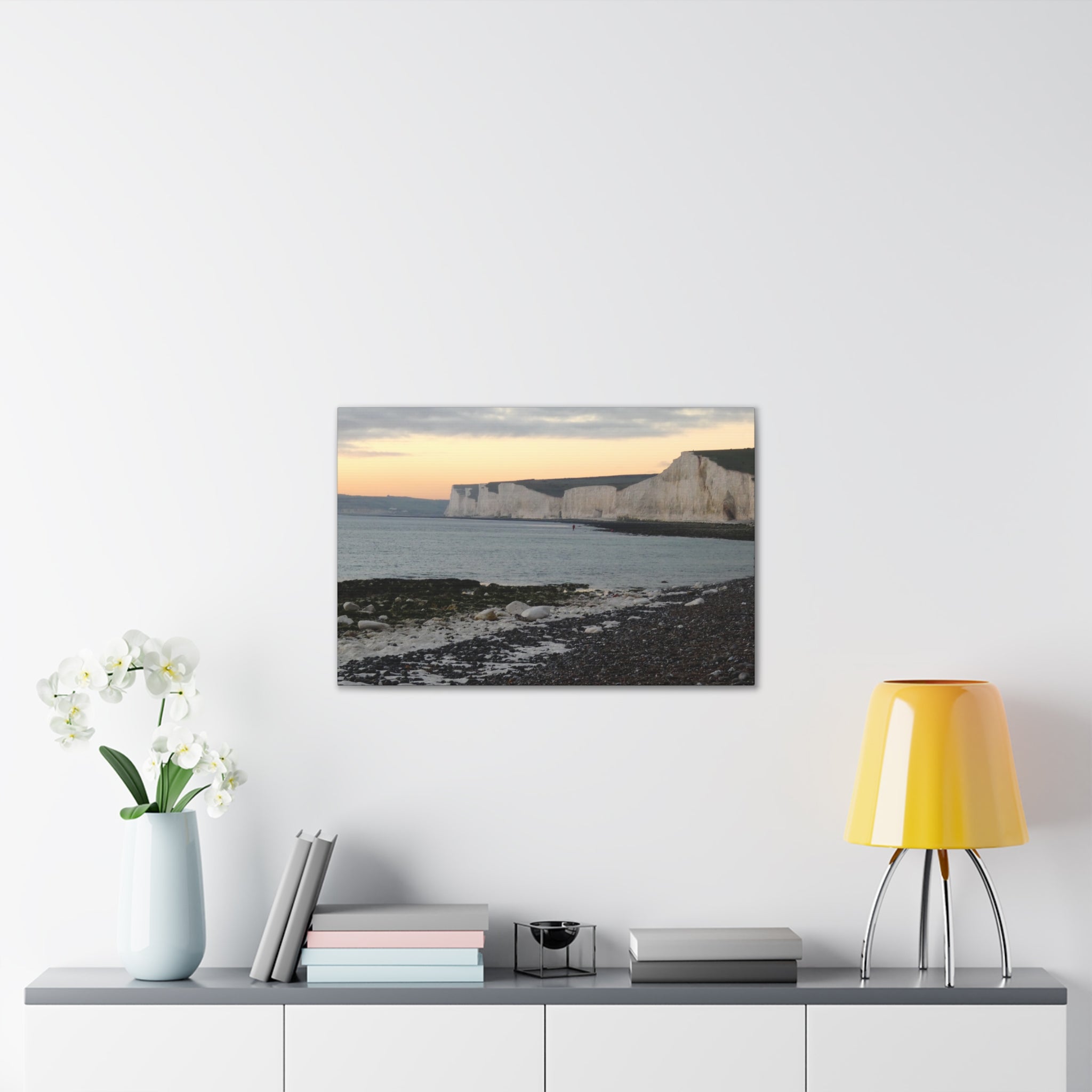 Beachy Head Cliffs Canvas Print | Sunset Beach Landscape Wall Art | UK Coastal Décor