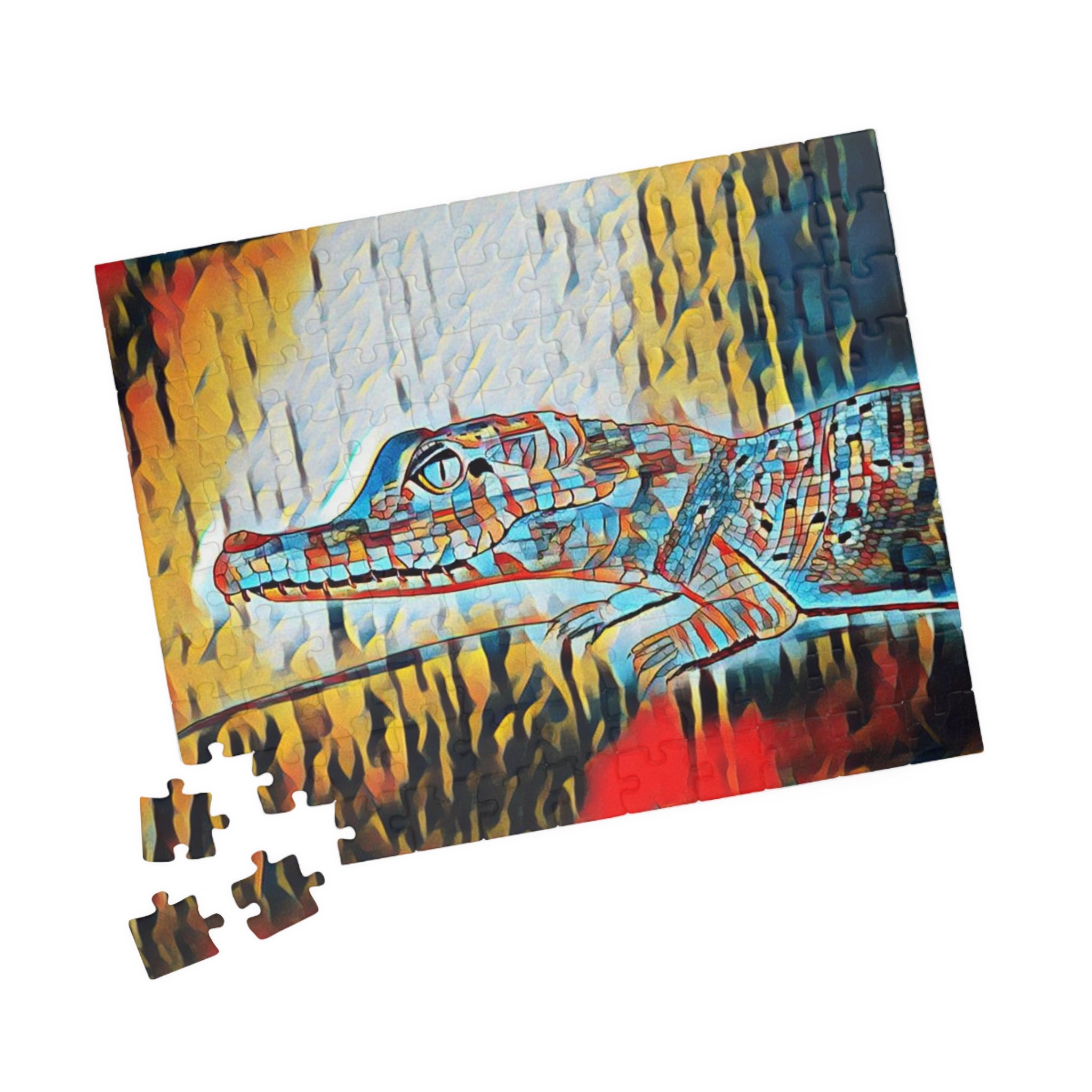 Alligator Art Puzzle — Colorful Mosaic Gator Jigsaw (110/252/520/1014 pcs)