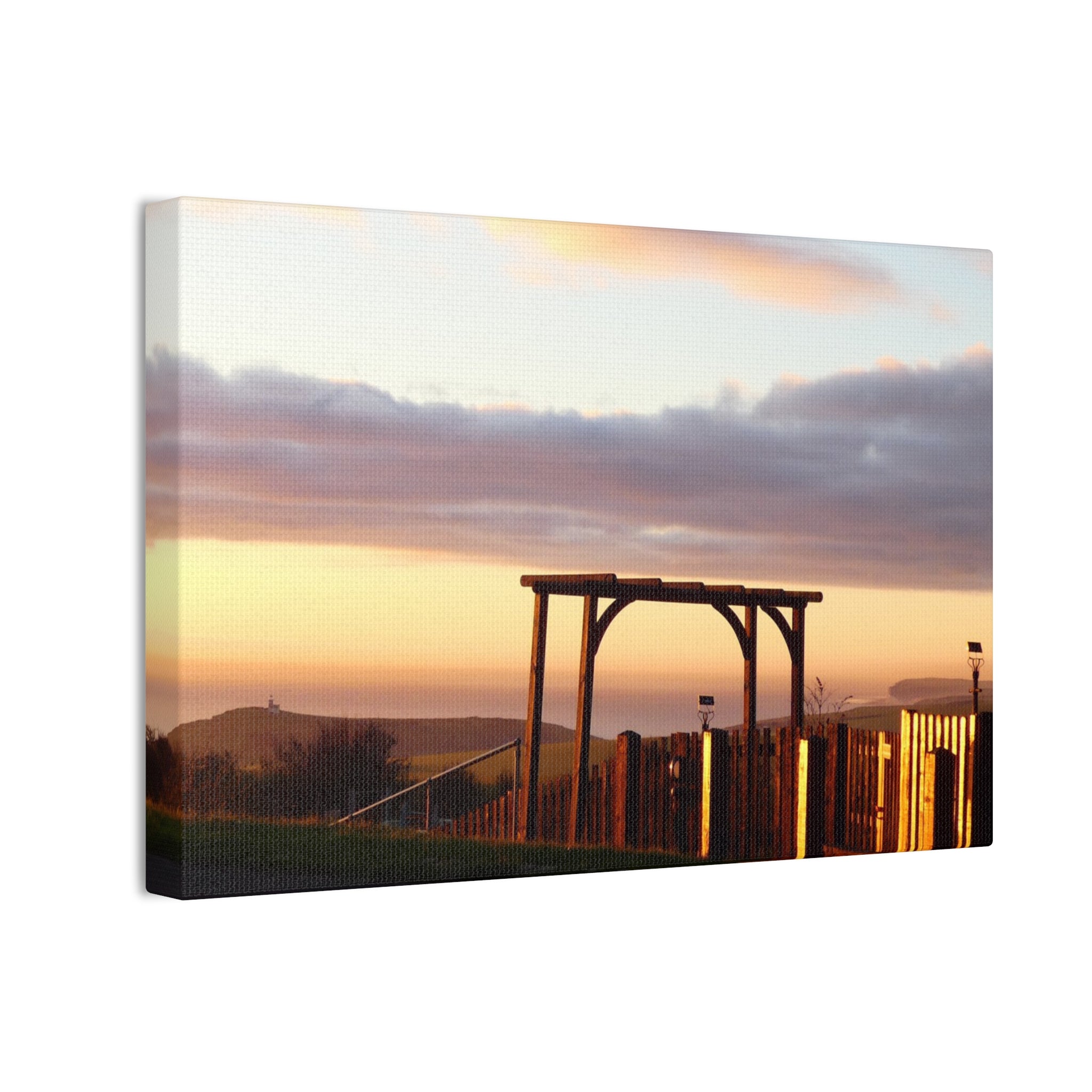Sunset Pergola Canvas Wall Art — Coastal Sunset Stretched Canvas