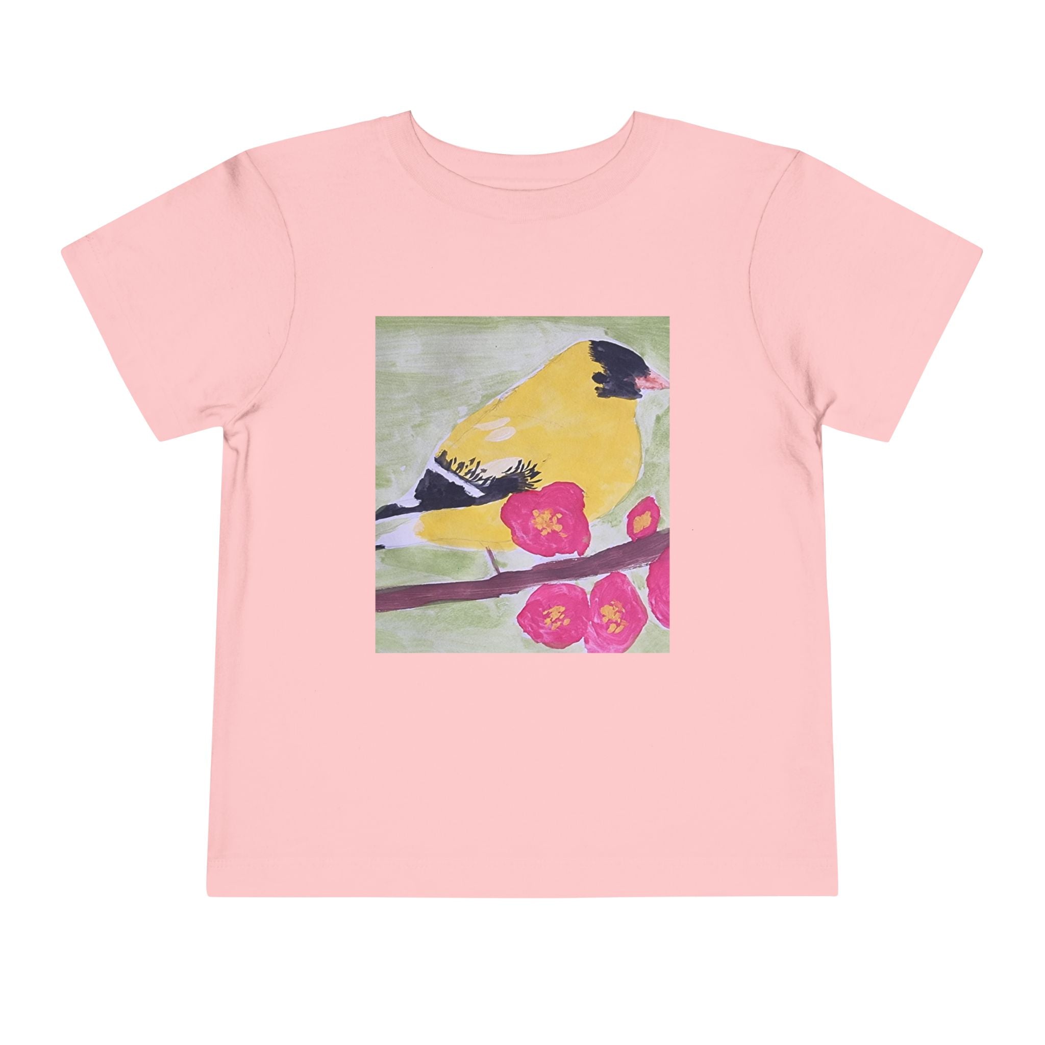 Yellow Goldfinch on Cherry Blossom Branch | Kids Spring Bird Shirt