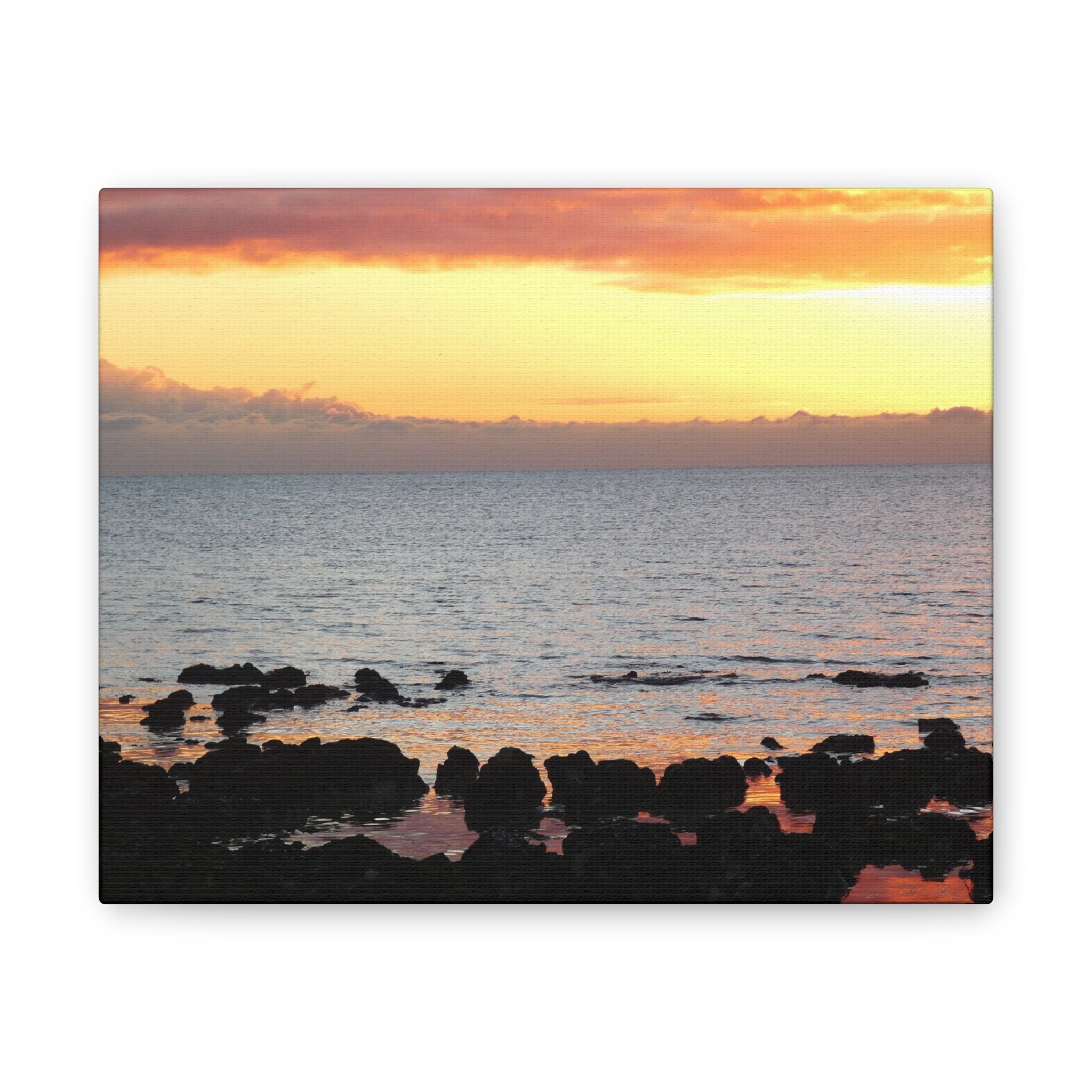 Sunset Shore Canvas Wall Art — Coastal Seascape Stretched Canvas