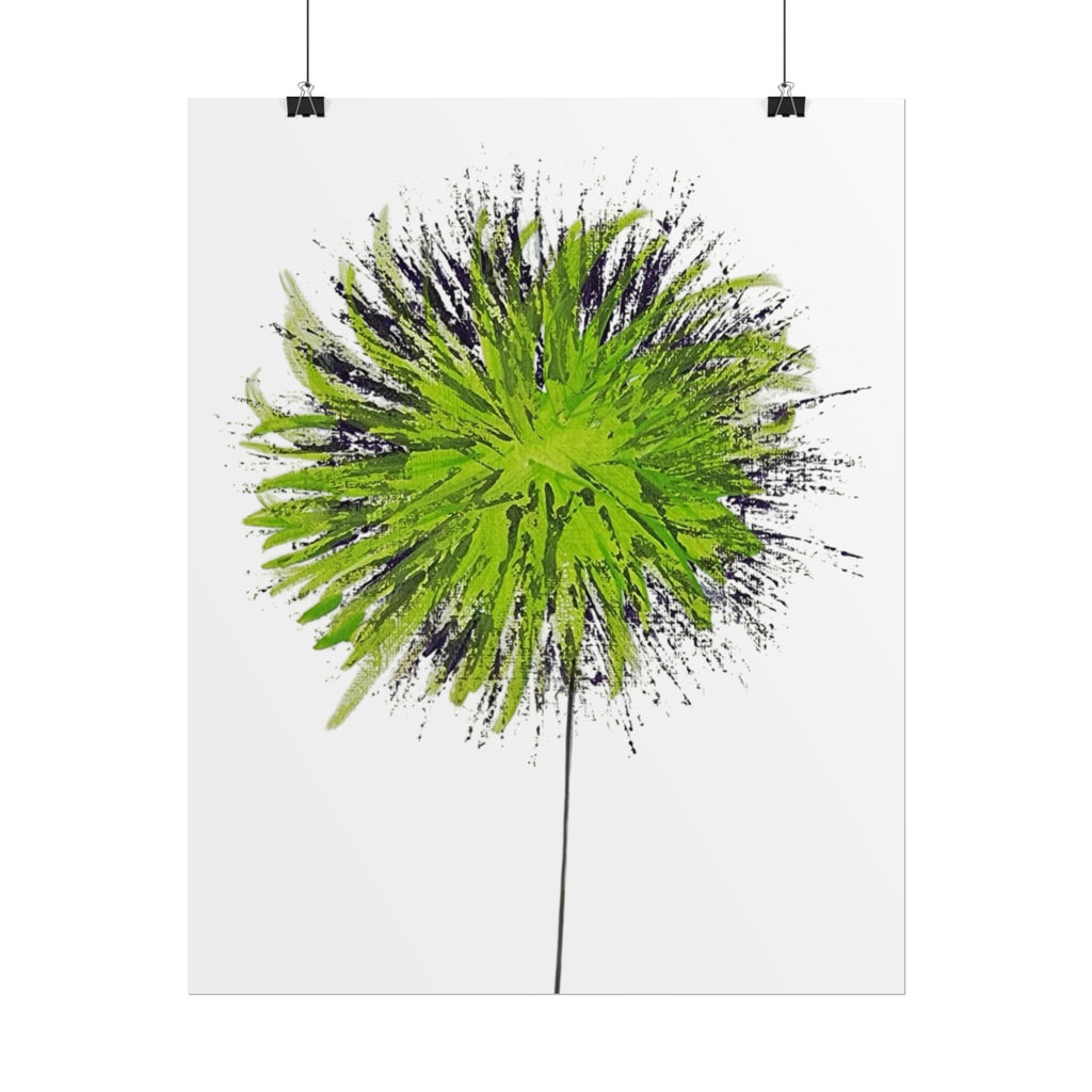 Green Burst Floral Poster — Modern Abstract Dandelion Wall Art (Rolled Poster)