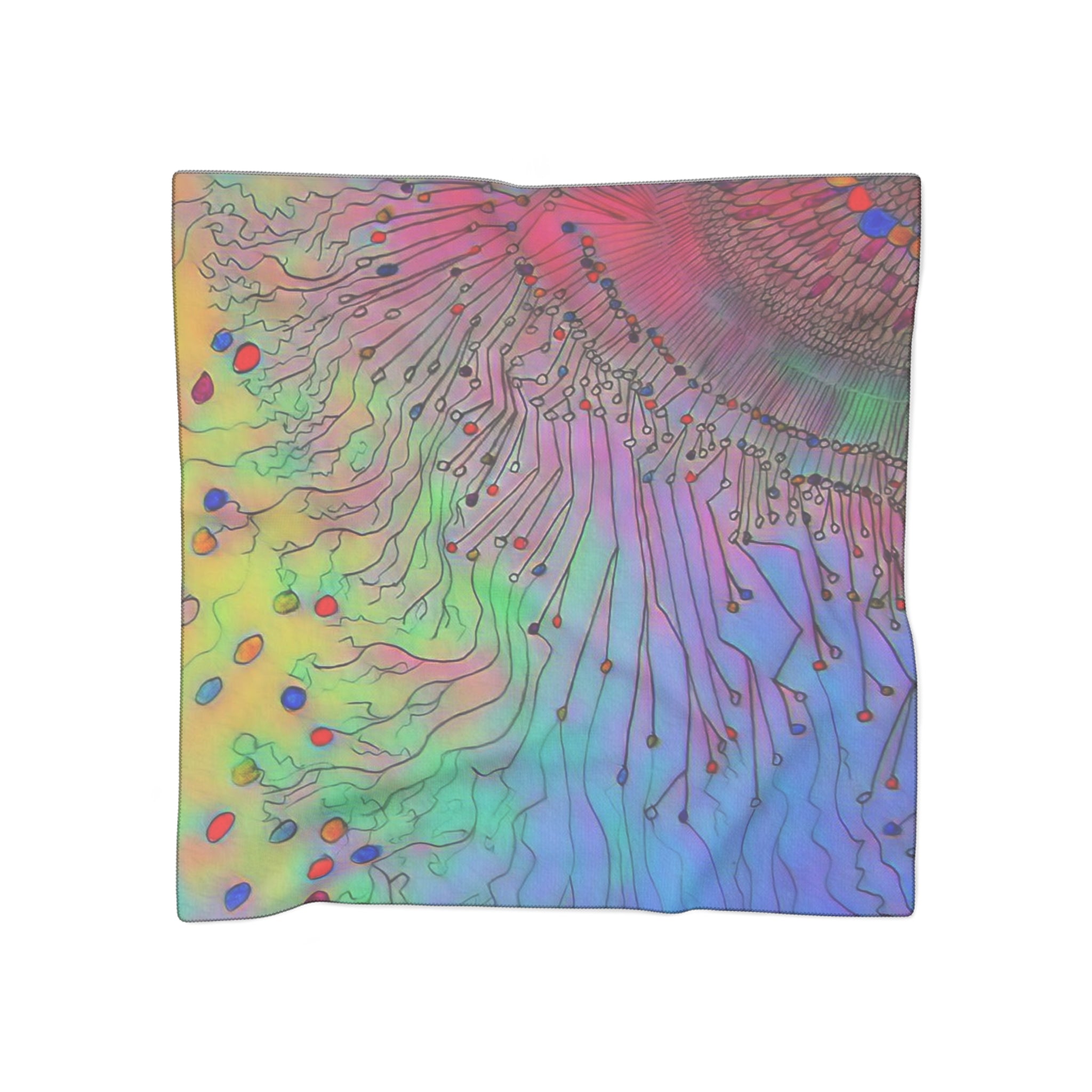 Abstract Pastel Circuitry Scarf — Lightweight Poly Fashion Scarf