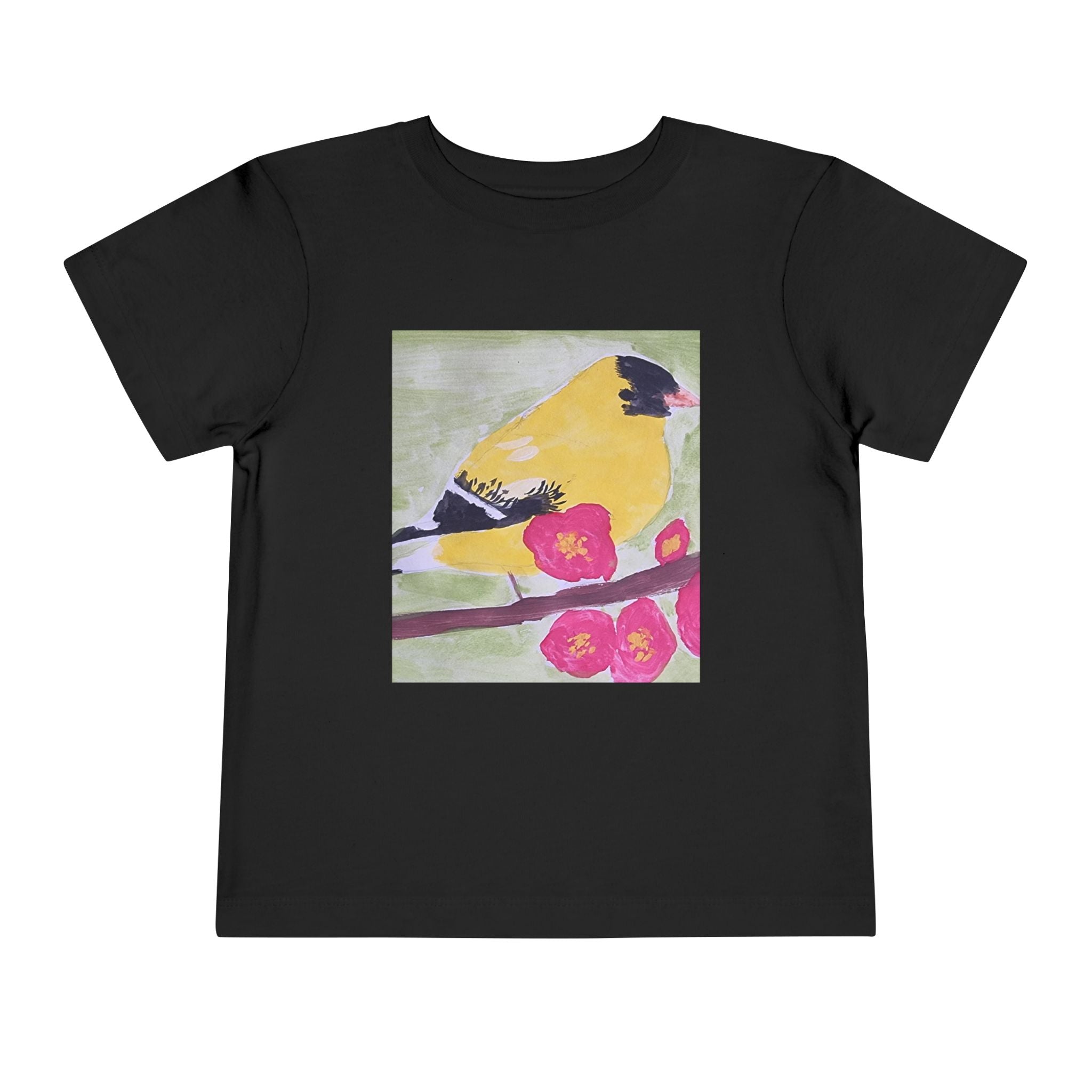 Yellow Goldfinch on Cherry Blossom Branch | Kids Spring Bird Shirt