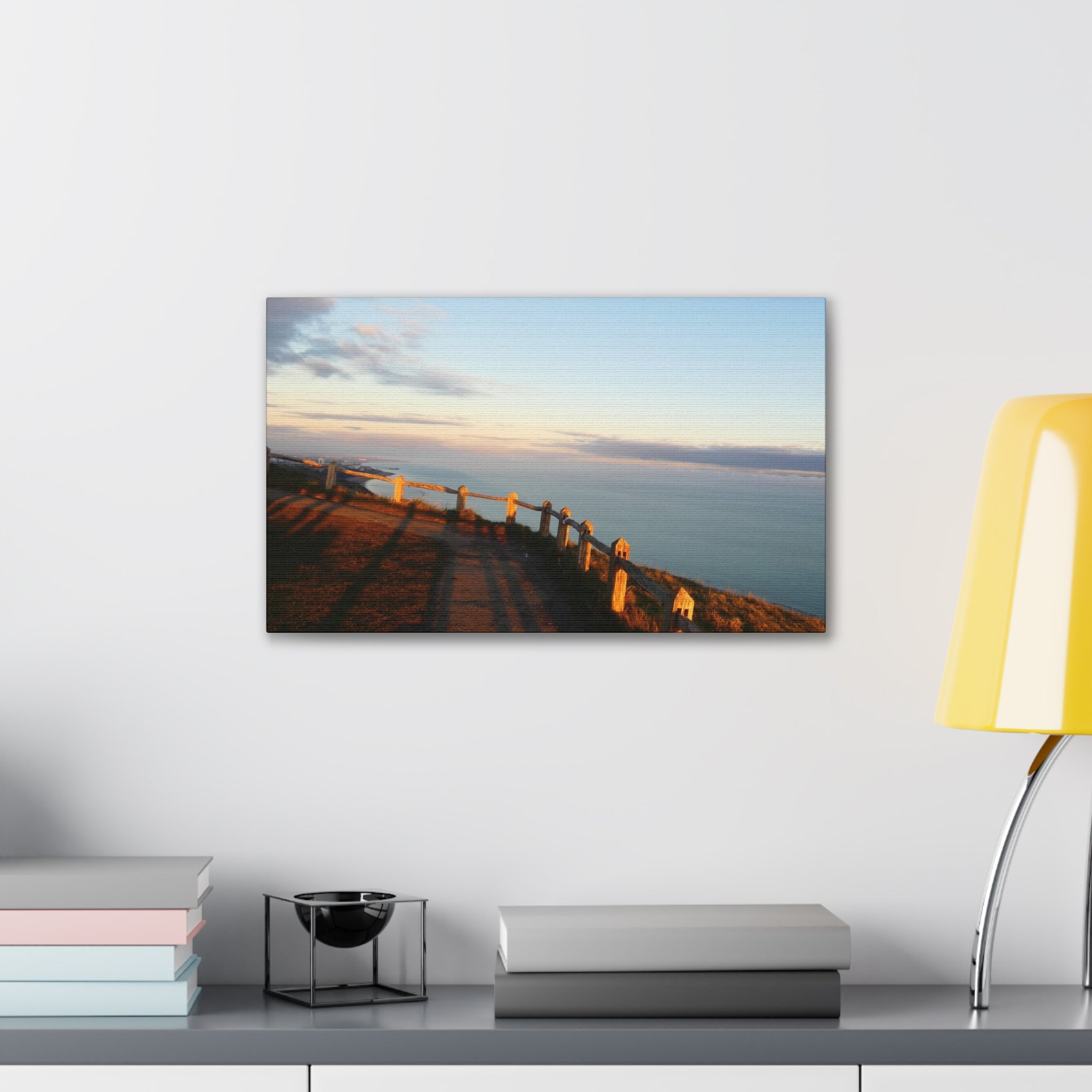 Coastal Sunset Cliff Canvas Print — Ocean View Stretched Wall Art