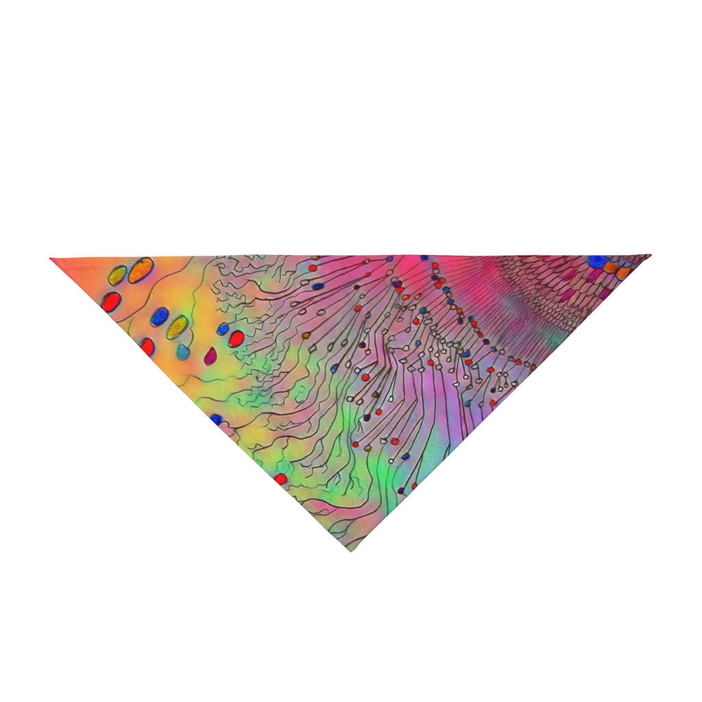 Psychedelic Rainbow Pet Bandana — Vibrant Abstract Floral Design for Dogs & Cats