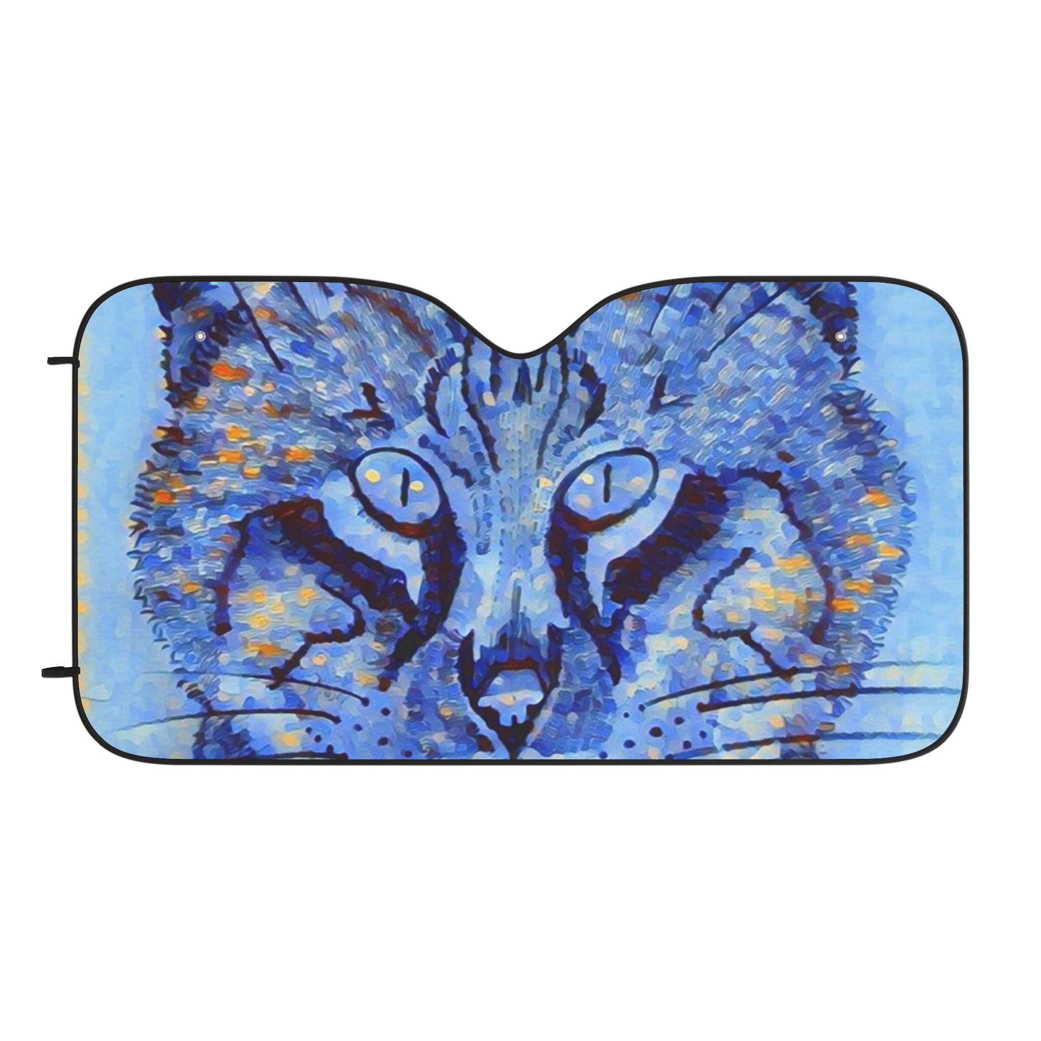 Cat Art Car Sun Shade – Blue Lynx Windshield Sunshade