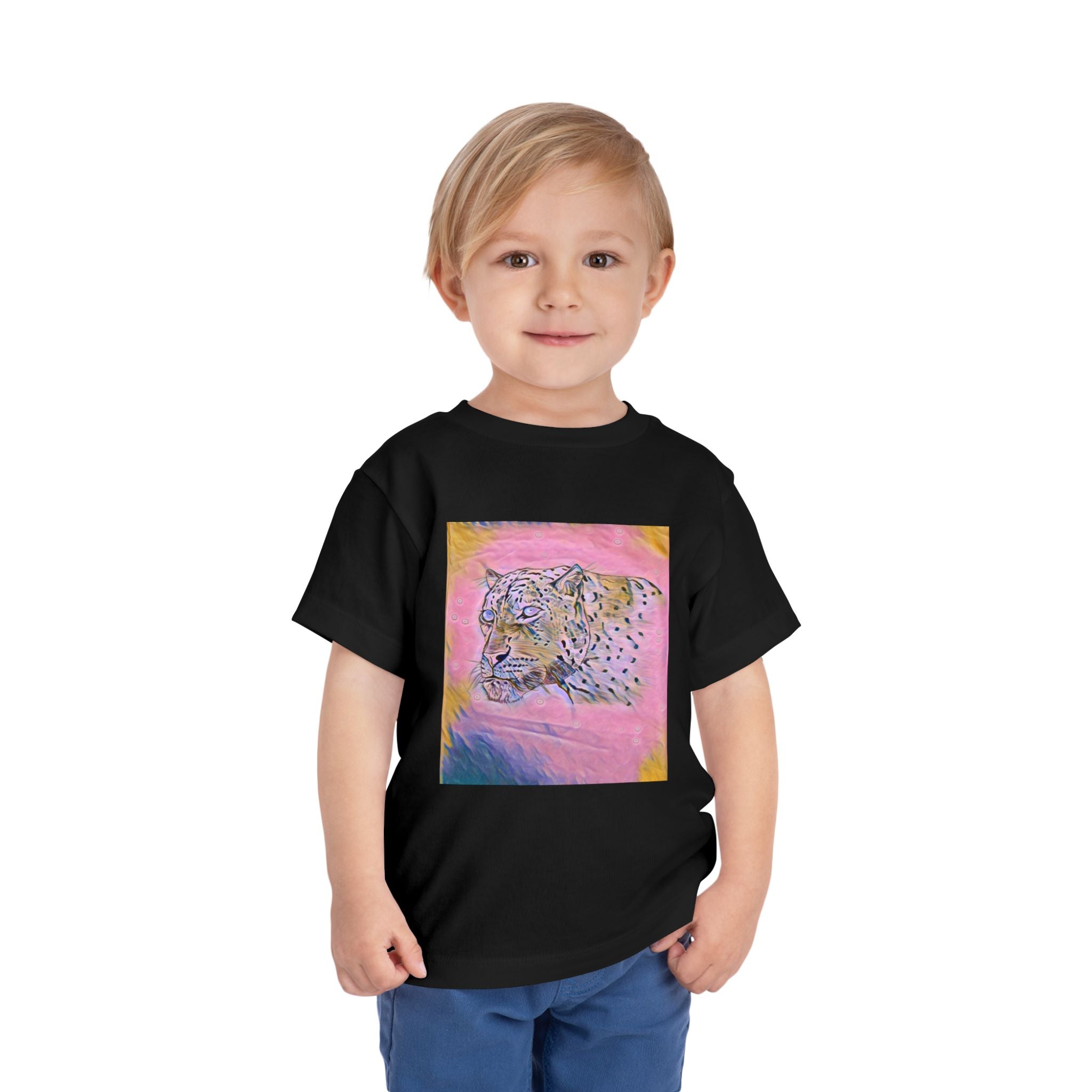 Leopard Portrait in pink Kids T-Shirt