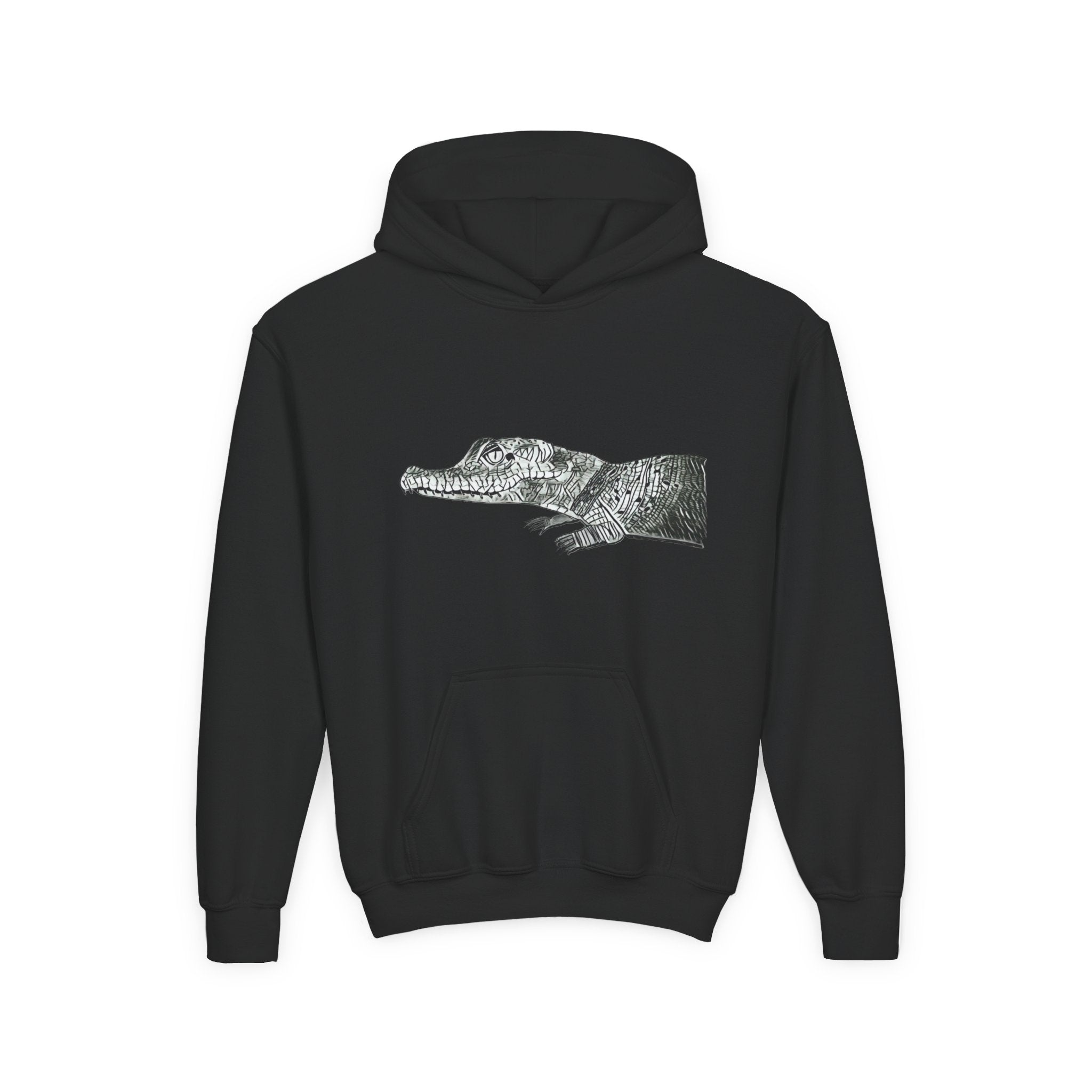Youth Hoodie with Vintage Alligator Illustration