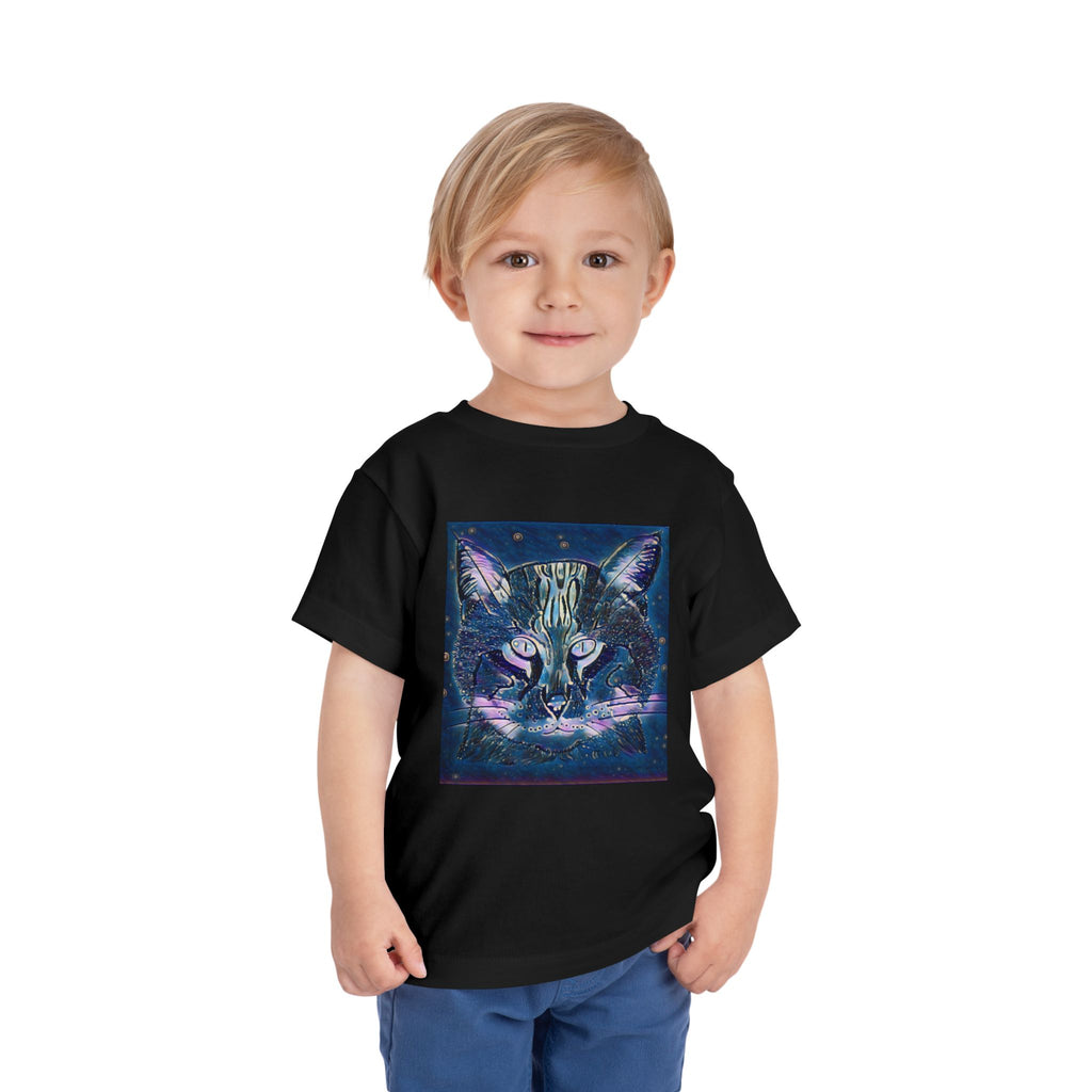 Toddler Tee — Mystical Galaxy Cat Graphic Shirt