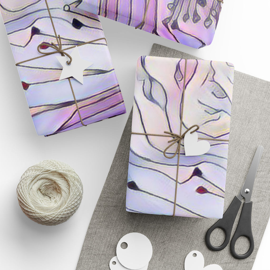 Floral Abstract Wrapping Paper — Purple Pink Botanical Gift Wrap