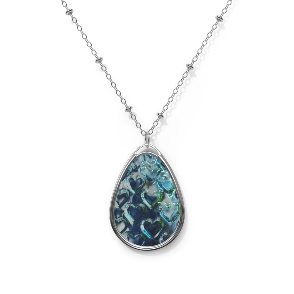 Abalone Teardrop Pendant Necklace — Iridescent Ocean Oval Jewelry