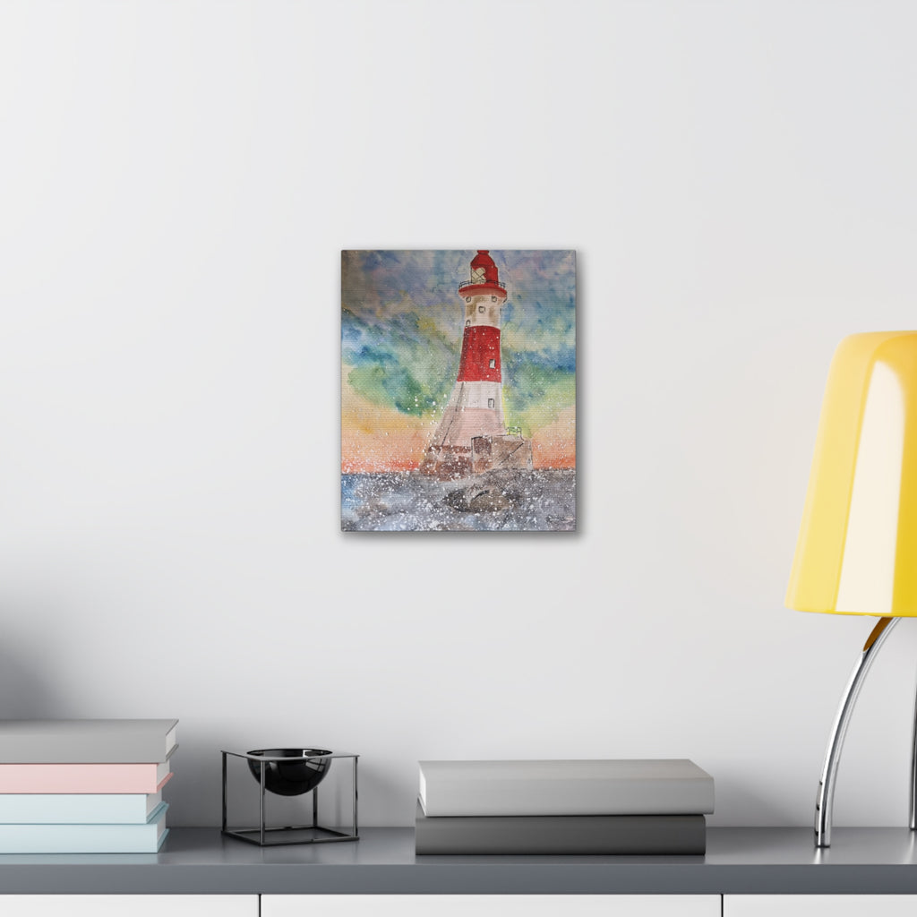 Eastbourne Lighthouse Watercolor,  Canvas Print — Coastal Nautical Wall Art