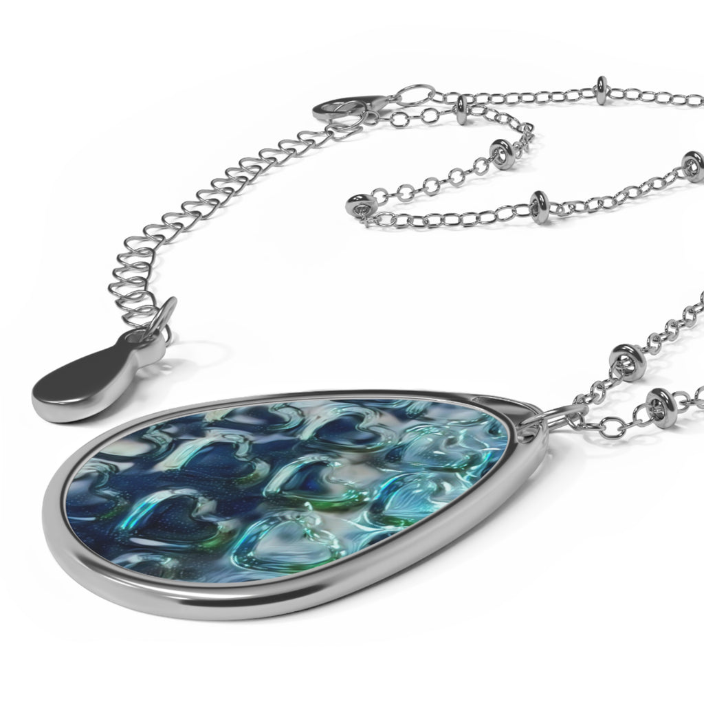 Abalone Teardrop Pendant Necklace — Iridescent Ocean Oval Jewelry