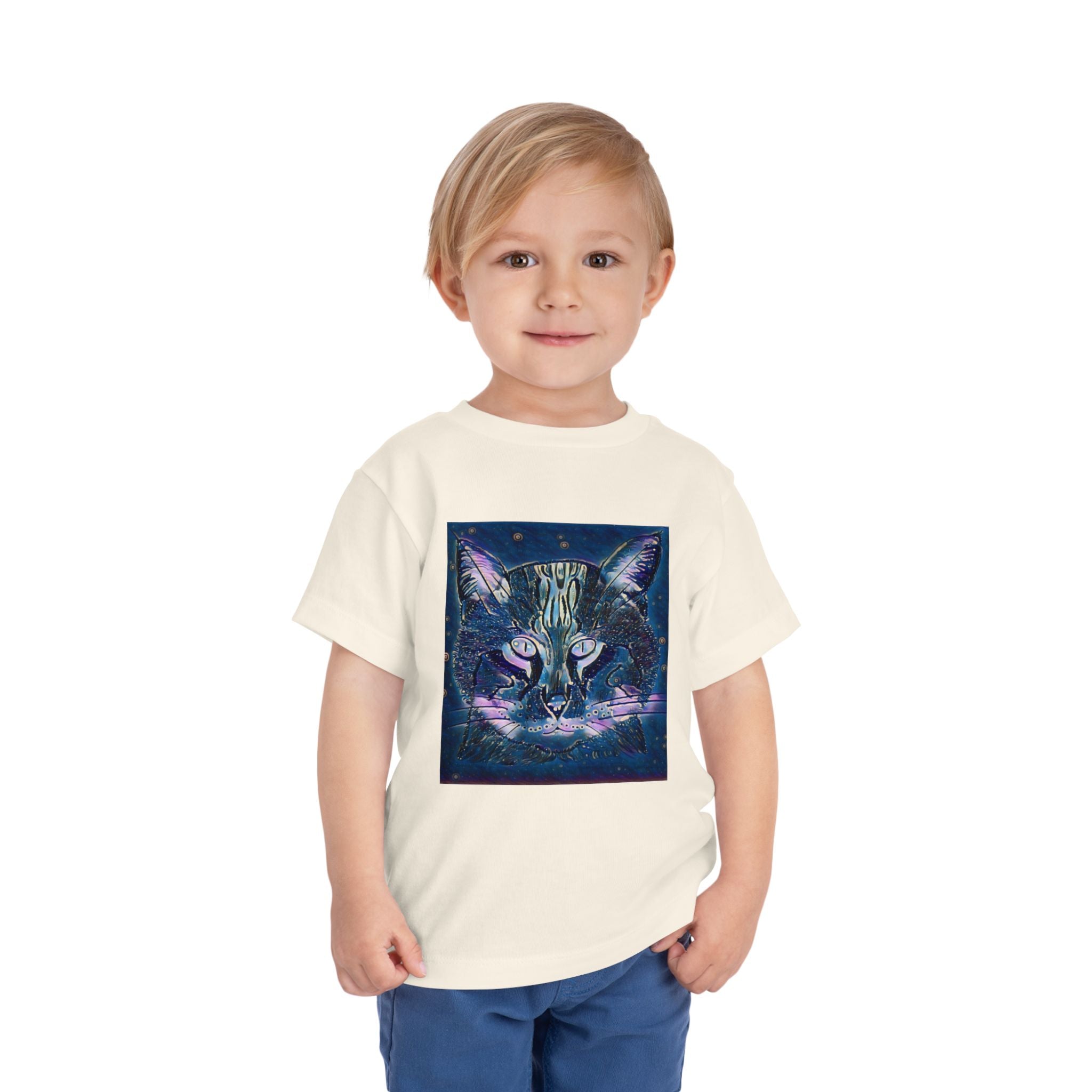 Toddler Tee — Mystical Galaxy Cat Graphic Shirt