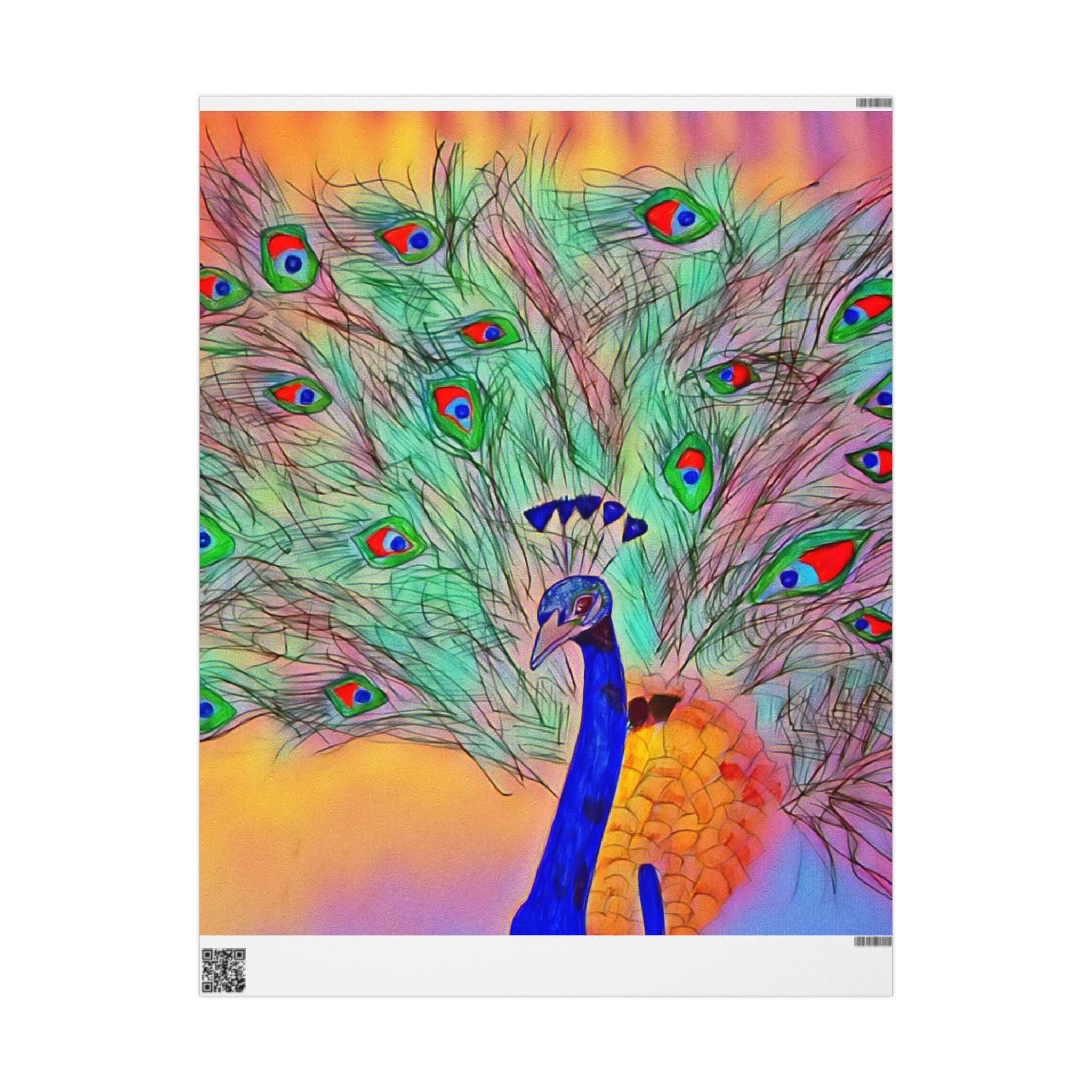 Peacock Feather Wrapping Paper – Vibrant Watercolor Gift Wrap