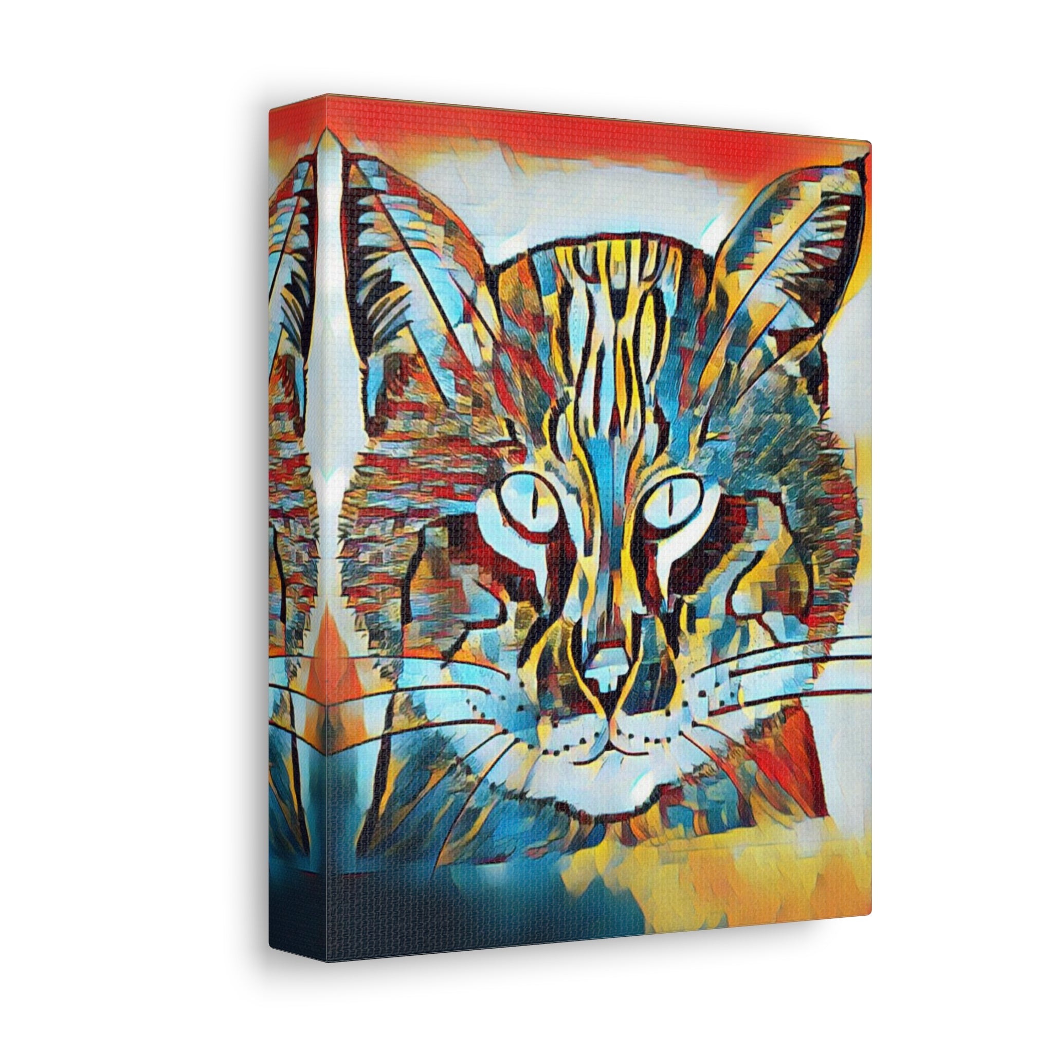 Colorful Abstract Bobcat Canvas Print — Modern Wildlife Wall Art