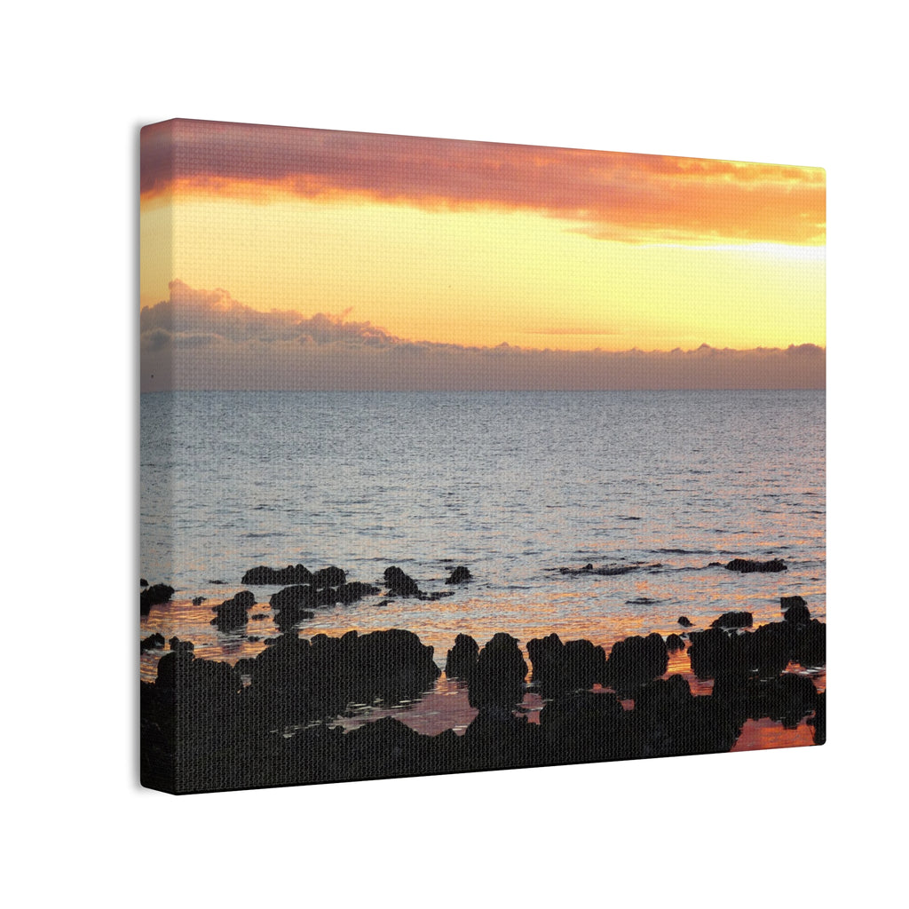 Sunset Shore Canvas Wall Art — Coastal Seascape Stretched Canvas