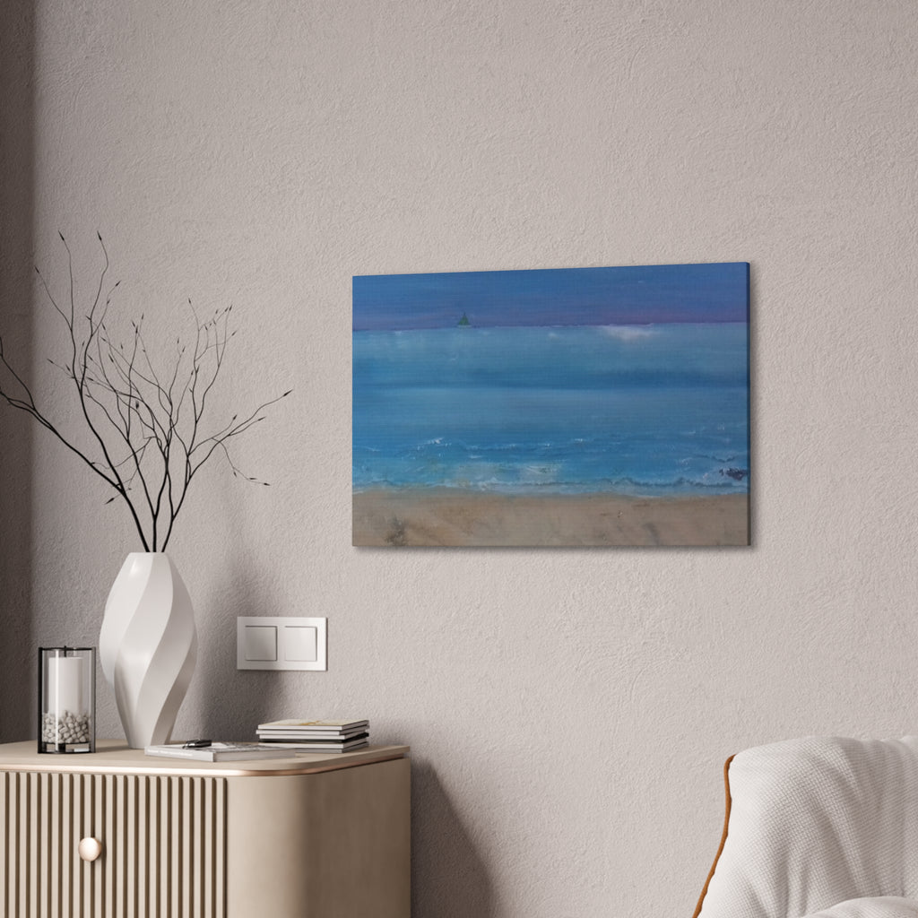 Seaside Horizon Canvas Print — Serene Blue Ocean Beach Wall Art