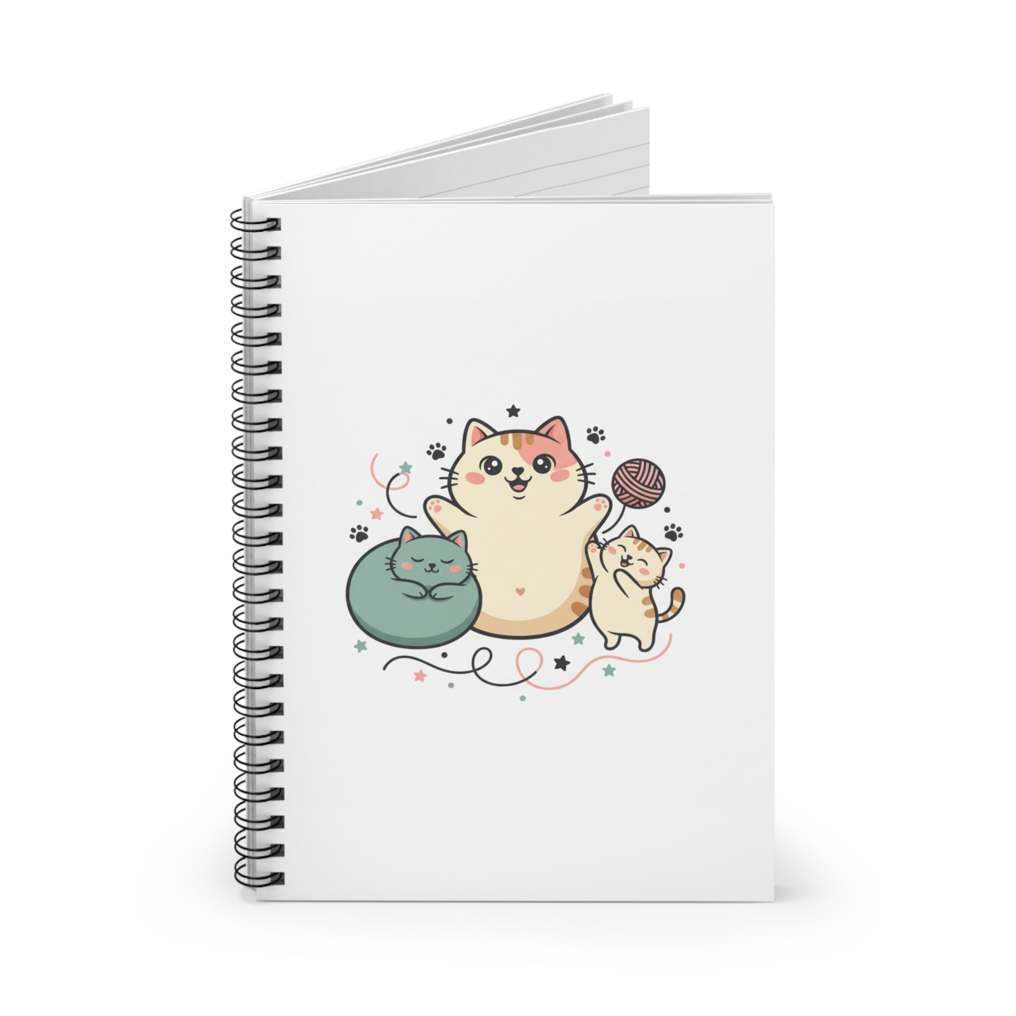 Cute Cat Trio Spiral Notebook — Ruled Journal with Playful Kittens