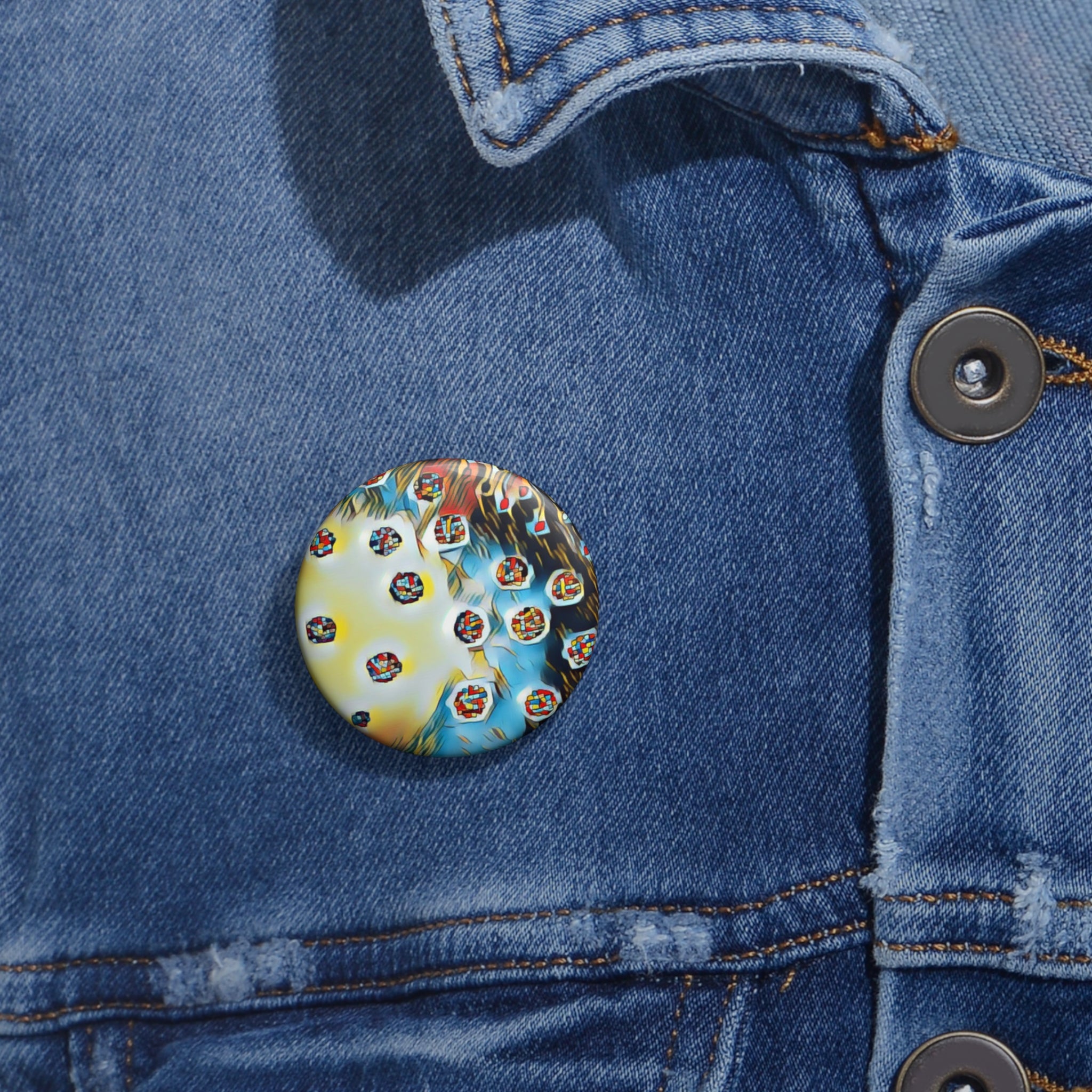 Pin Button — Abstract Colorful Bubble Pattern