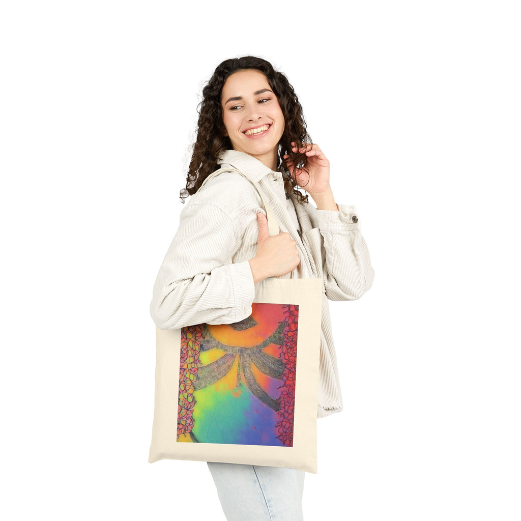 Canvas Tote Bag — Colorful Abstract Floral Face Art Tote