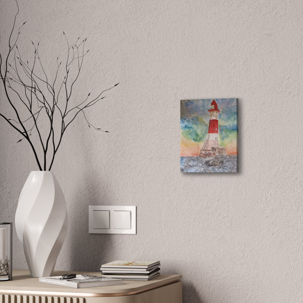 Eastbourne Lighthouse Watercolor,  Canvas Print — Coastal Nautical Wall Art