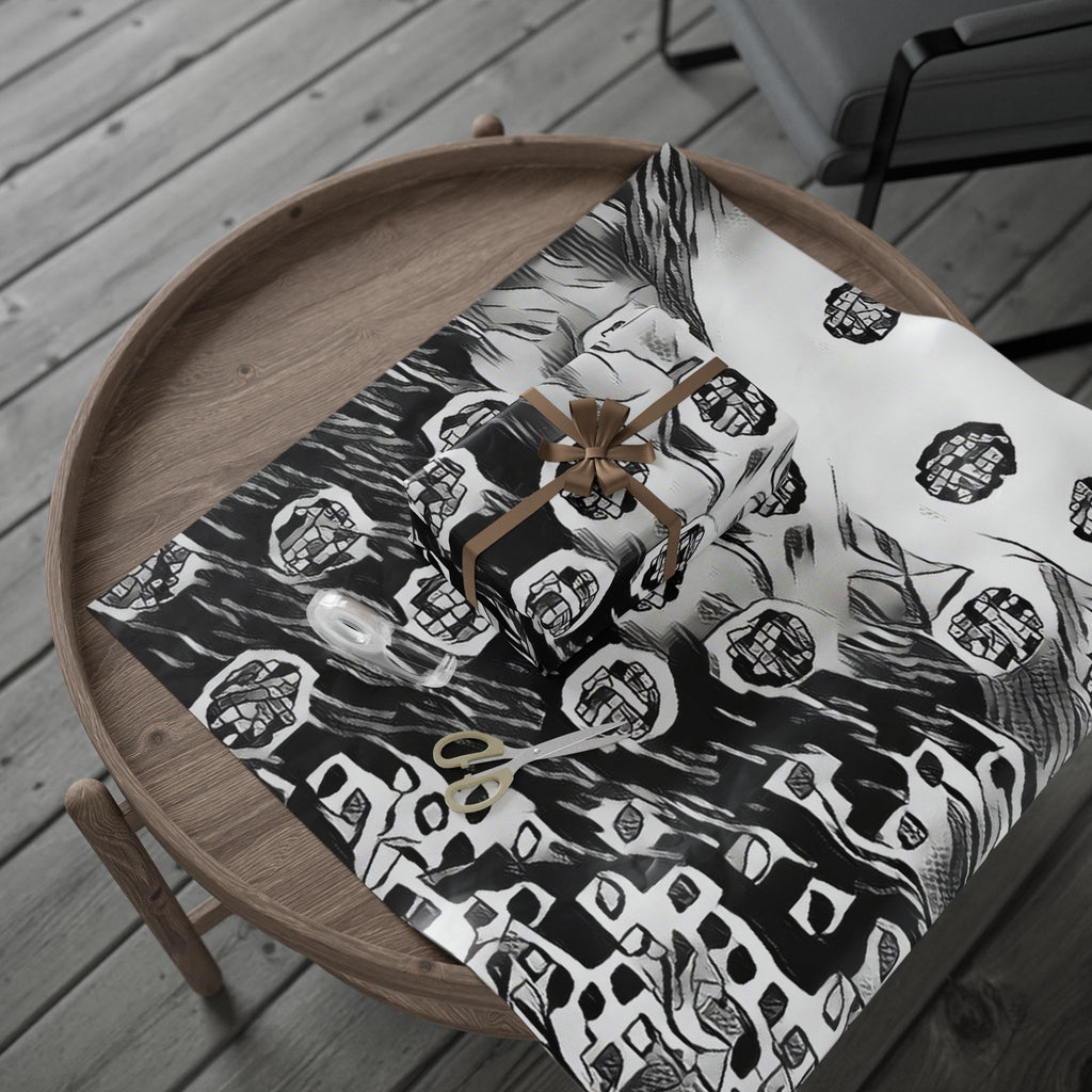 Monochrome Abstract Wrapping Paper – Black & White Geometric Art Gift Wrap