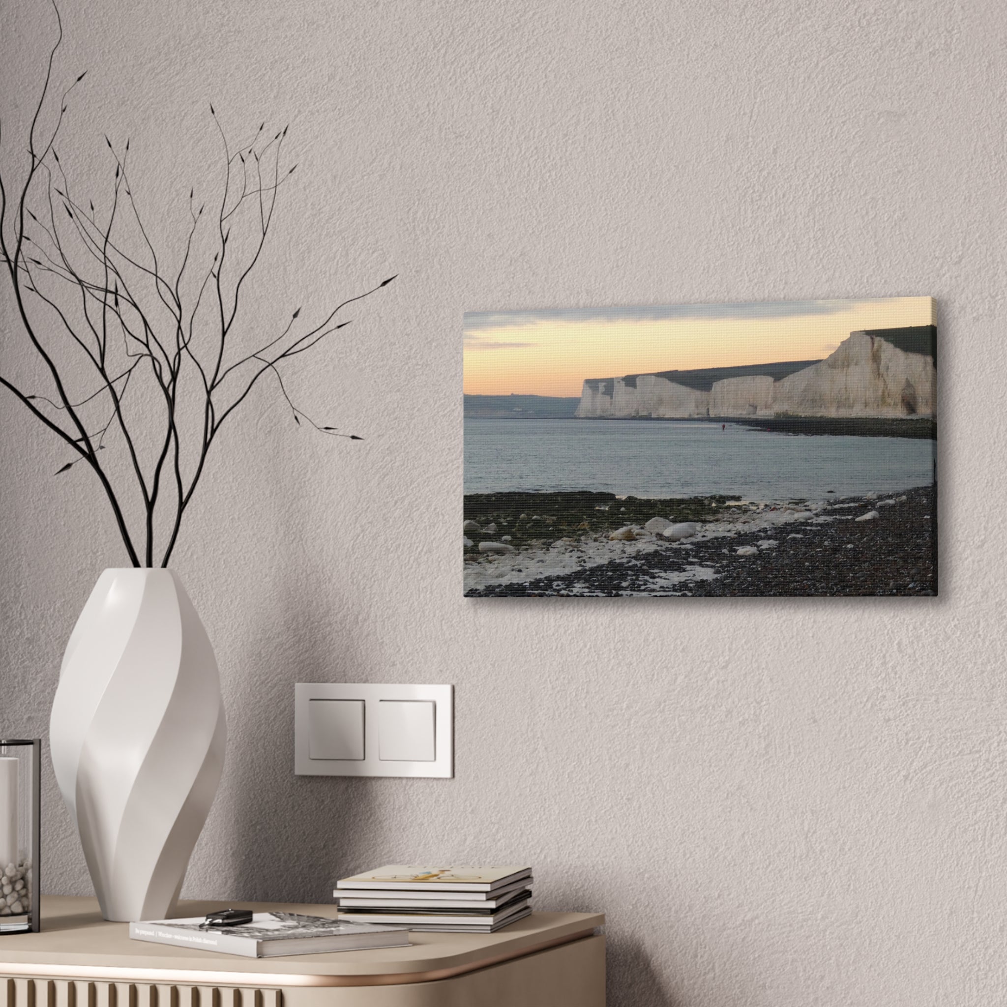 Beachy Head Cliffs Canvas Print | Sunset Beach Landscape Wall Art | UK Coastal Décor