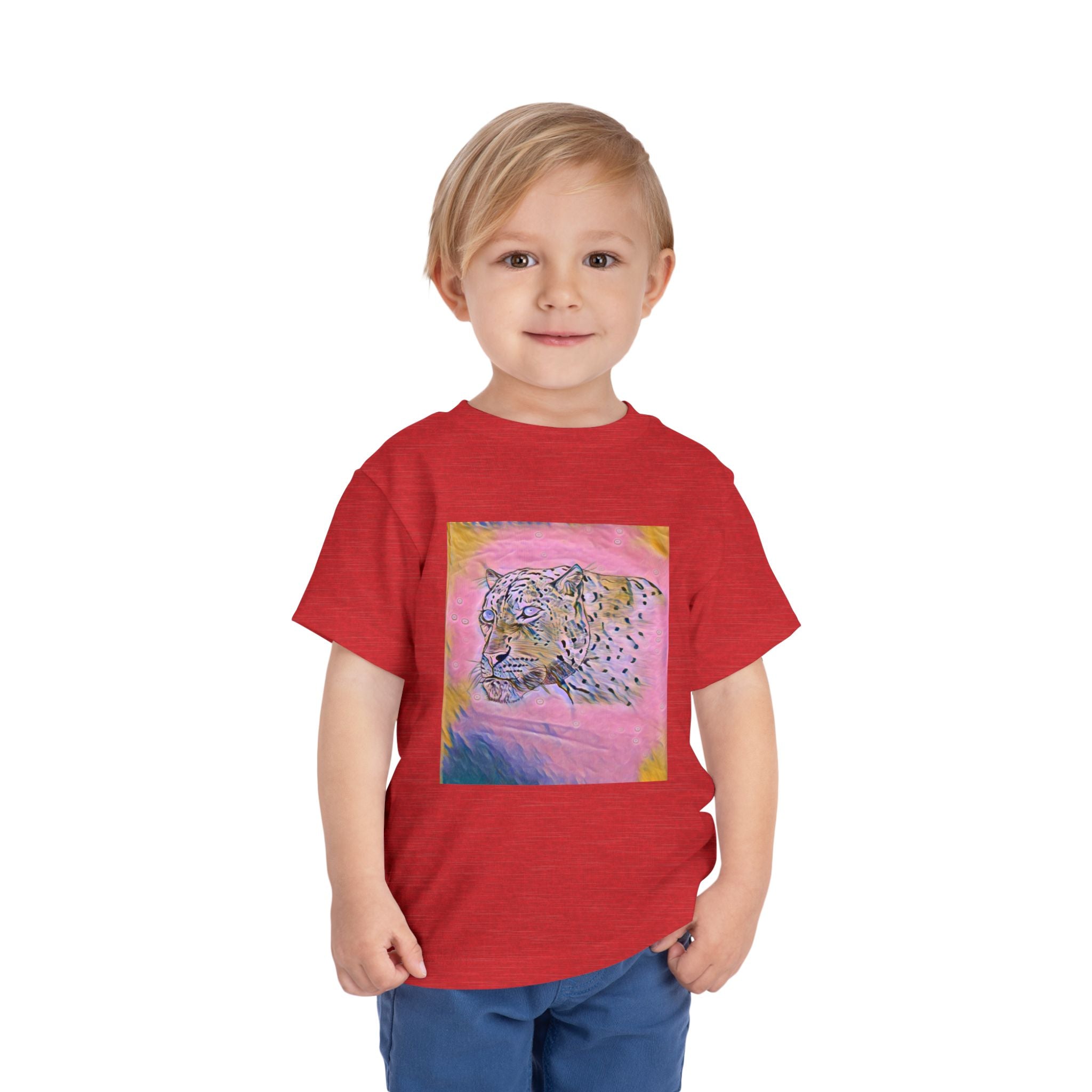 Leopard Portrait in pink Kids T-Shirt