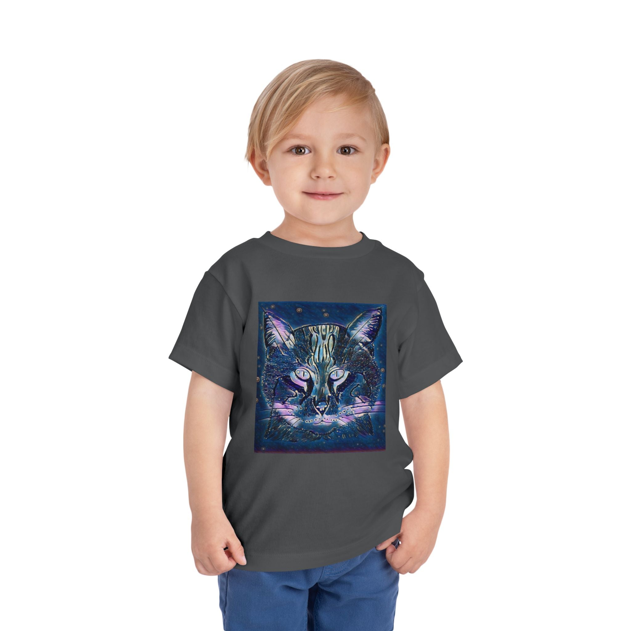 Toddler Tee — Mystical Galaxy Cat Graphic Shirt