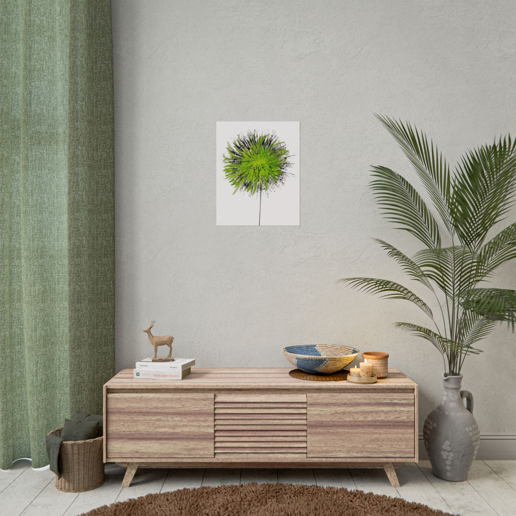 Green Burst Floral Poster — Modern Abstract Dandelion Wall Art (Rolled Poster)