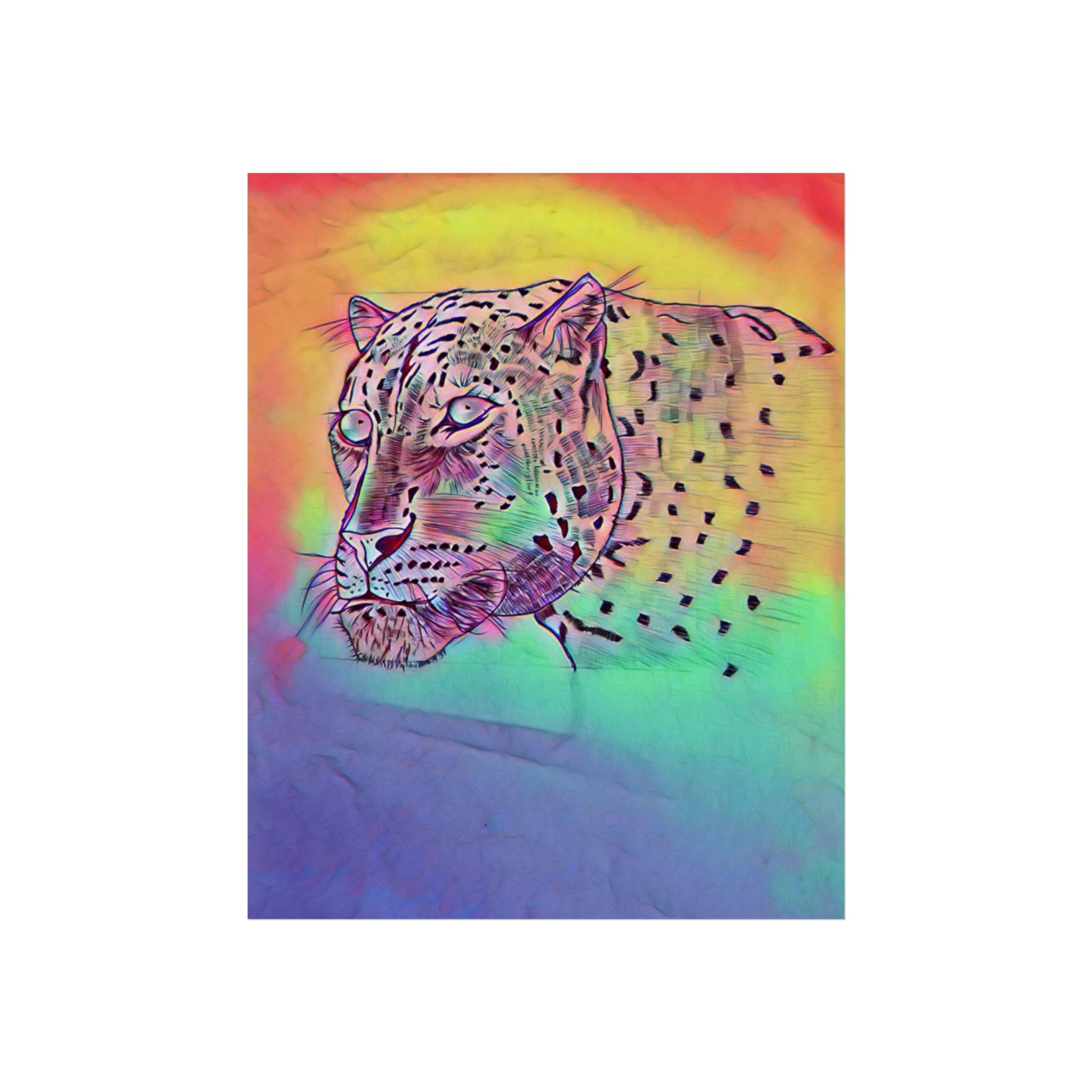Leopard Rainbow Fine Art Poster — Colorful Modern Wildlife Wall Art