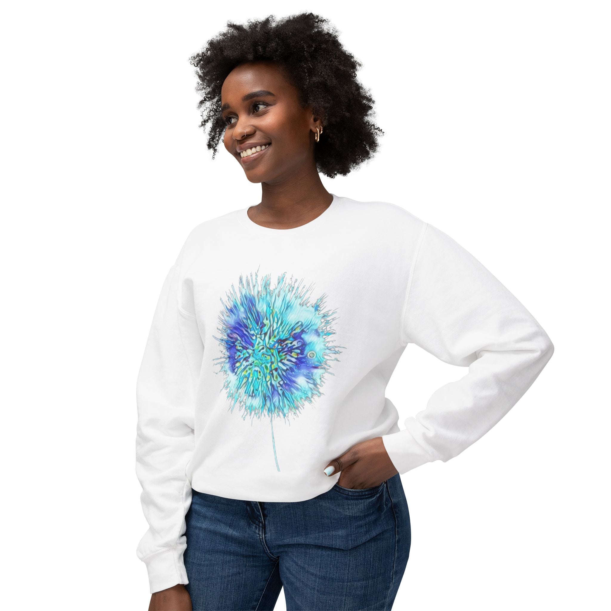 Blue Burst Floral Crewneck Sweatshirt
