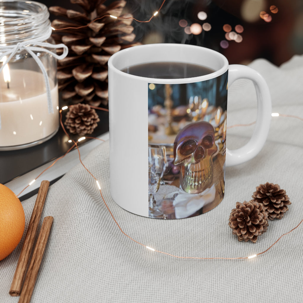 Photo Collage Skull Coffee Mug | 11oz Custom Picture Gift | Gothic Design