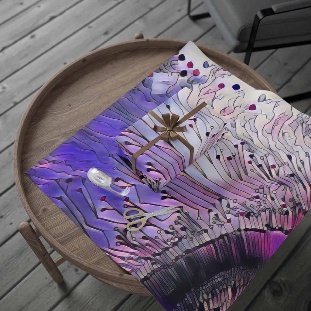 Floral Abstract Wrapping Paper — Purple Pink Botanical Gift Wrap