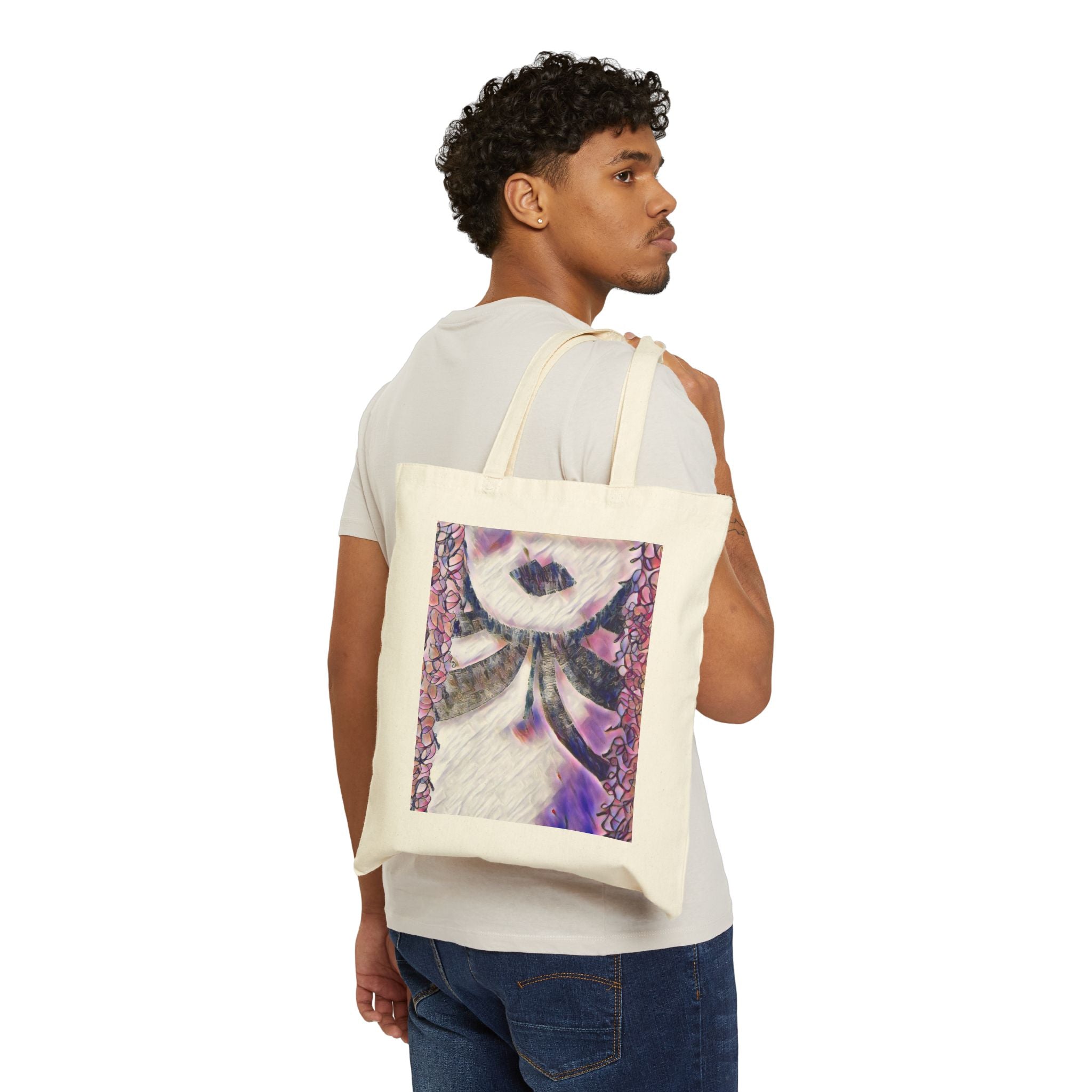 Canvas Tote Bag —  Purple Half Lady Portrait Art Print